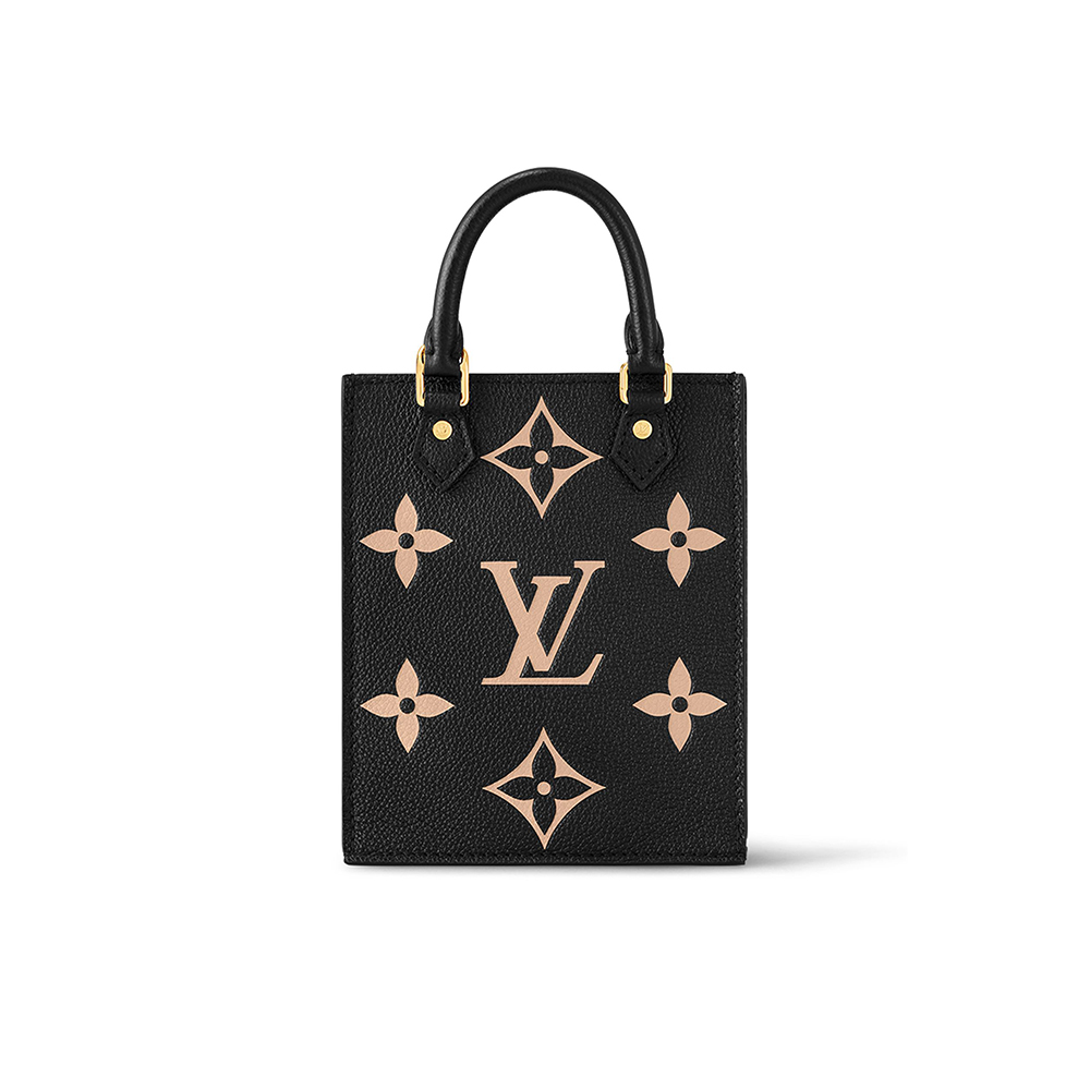 Louis Vuitton Monogram Empreinte Petite Sac Plat Handbag Black Beige（Replica）