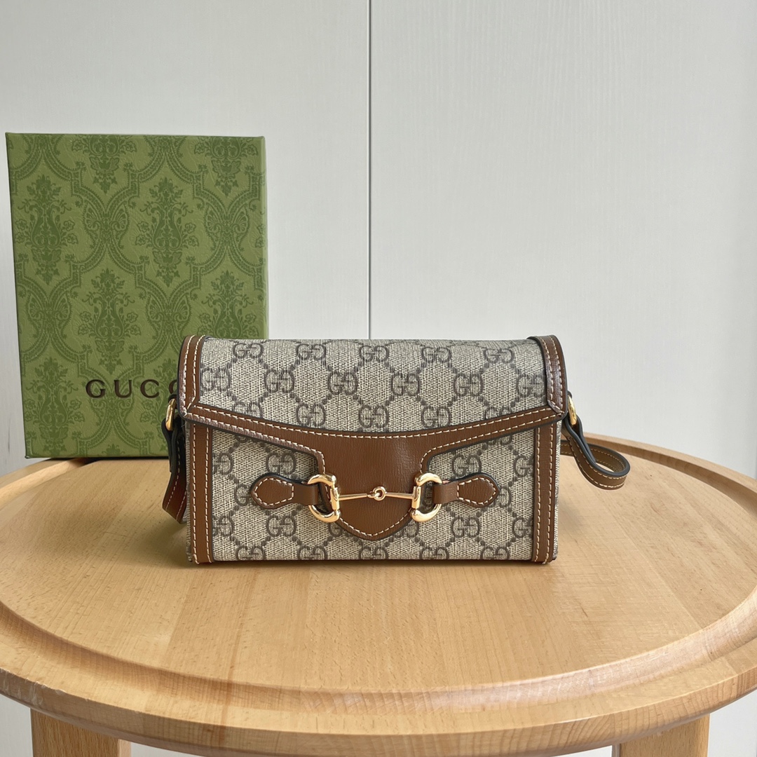 Gucci Horsebit 1955 Canva&Leather Shoulder Bag(Replica)
