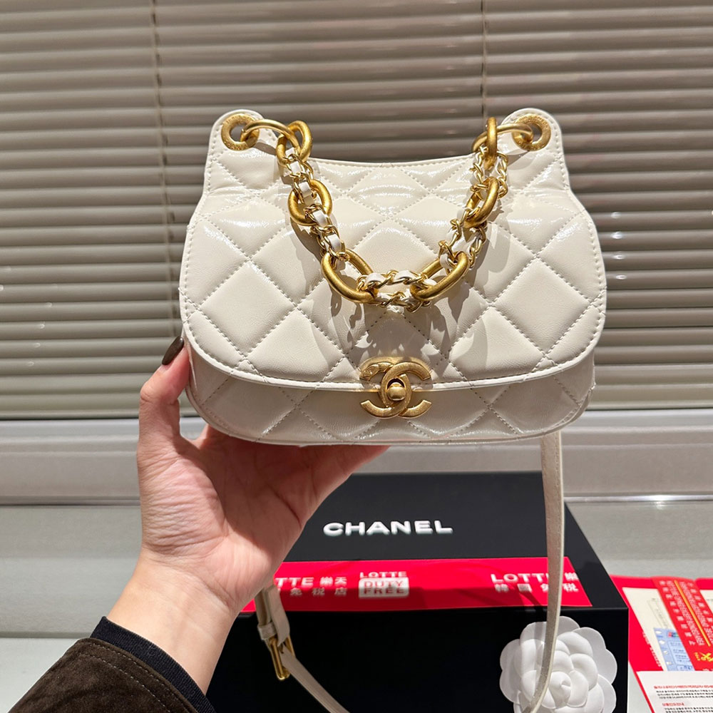 Chanel Small CC Crumpled Calfskin Wavy Hobo crossbody bag  (Perfect Replica)