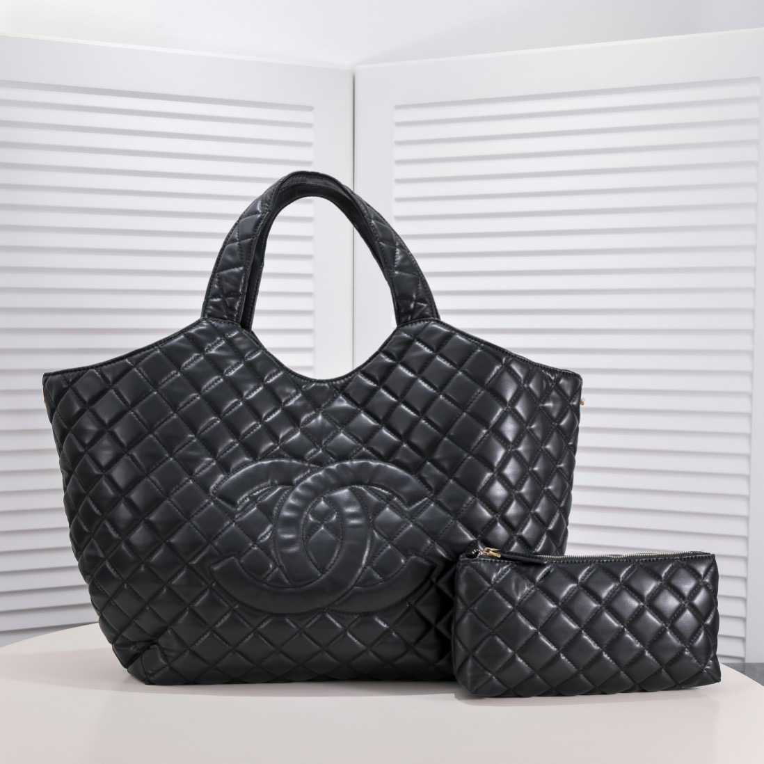 Chanel Leather&Canvas Tote Shoulder Handbag(Replica)