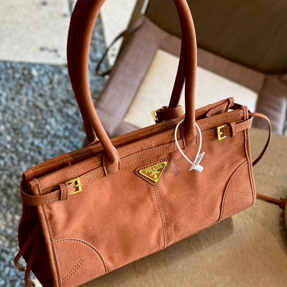Prada suede tote bag soft-lux handbag (Replica)