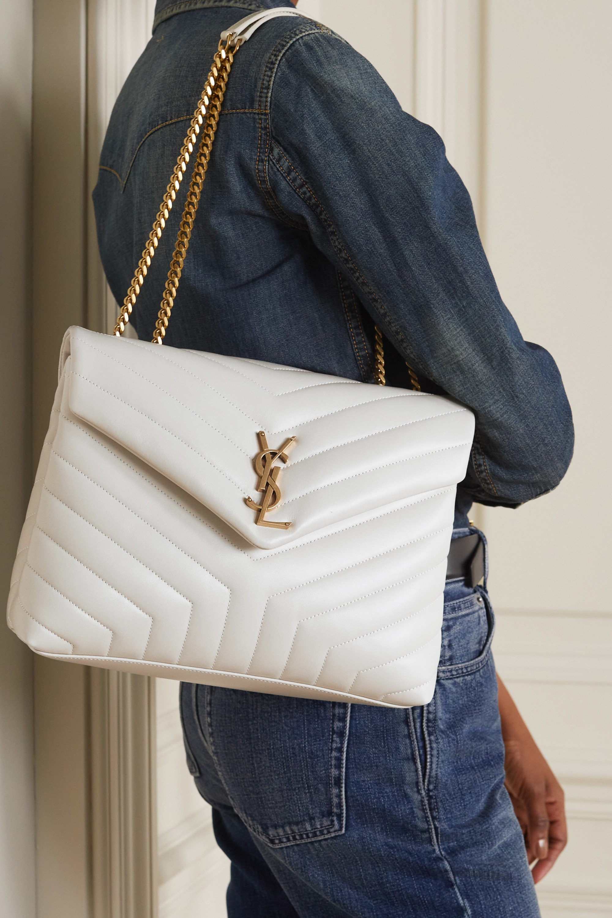 SAINT LAURENT YSL Loulou medium quilted leather shoulder bag white(Replica)