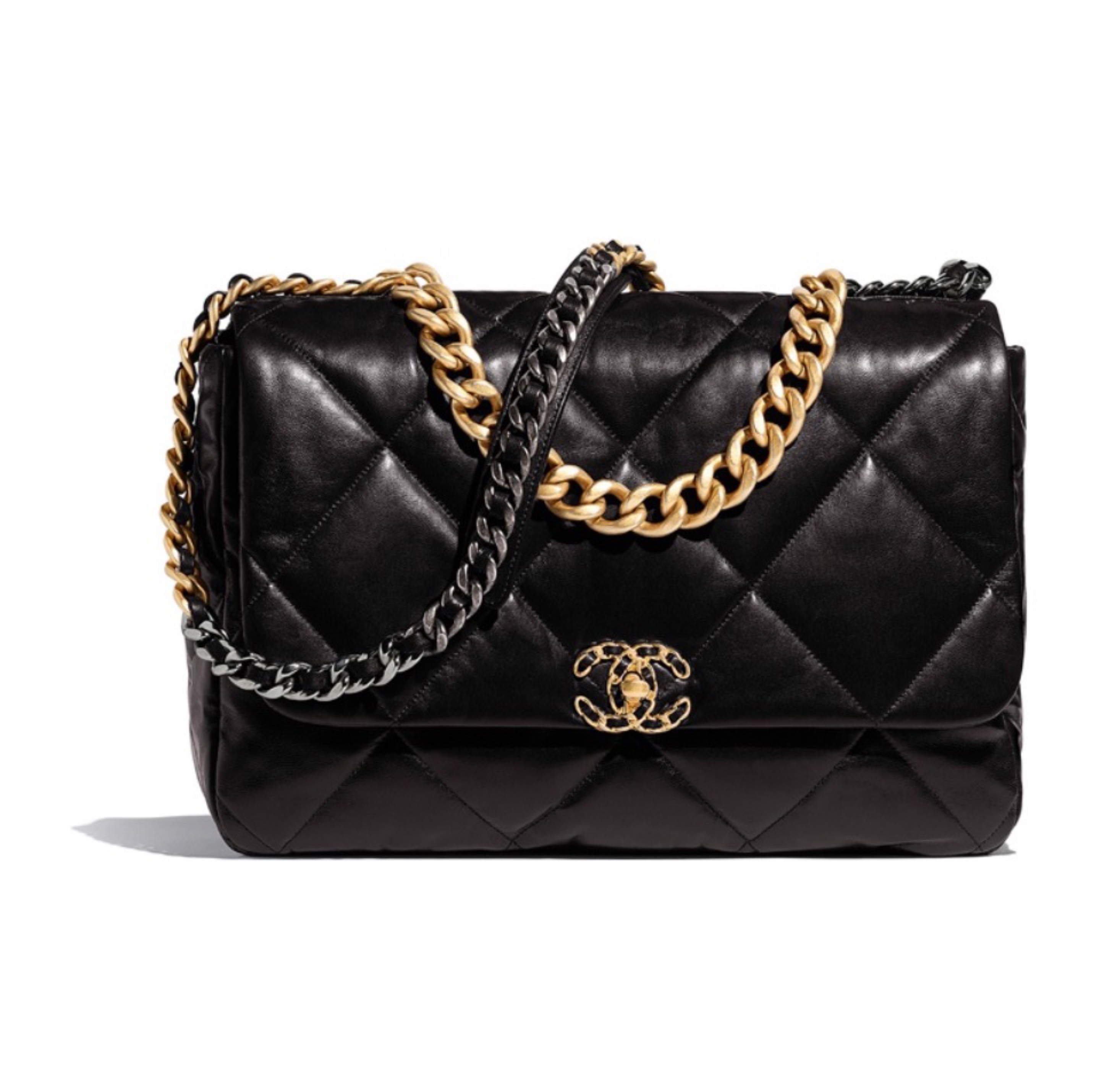 Chanel 19bag   Gold Buckle Shoulder Crossbody Bag (Replica)