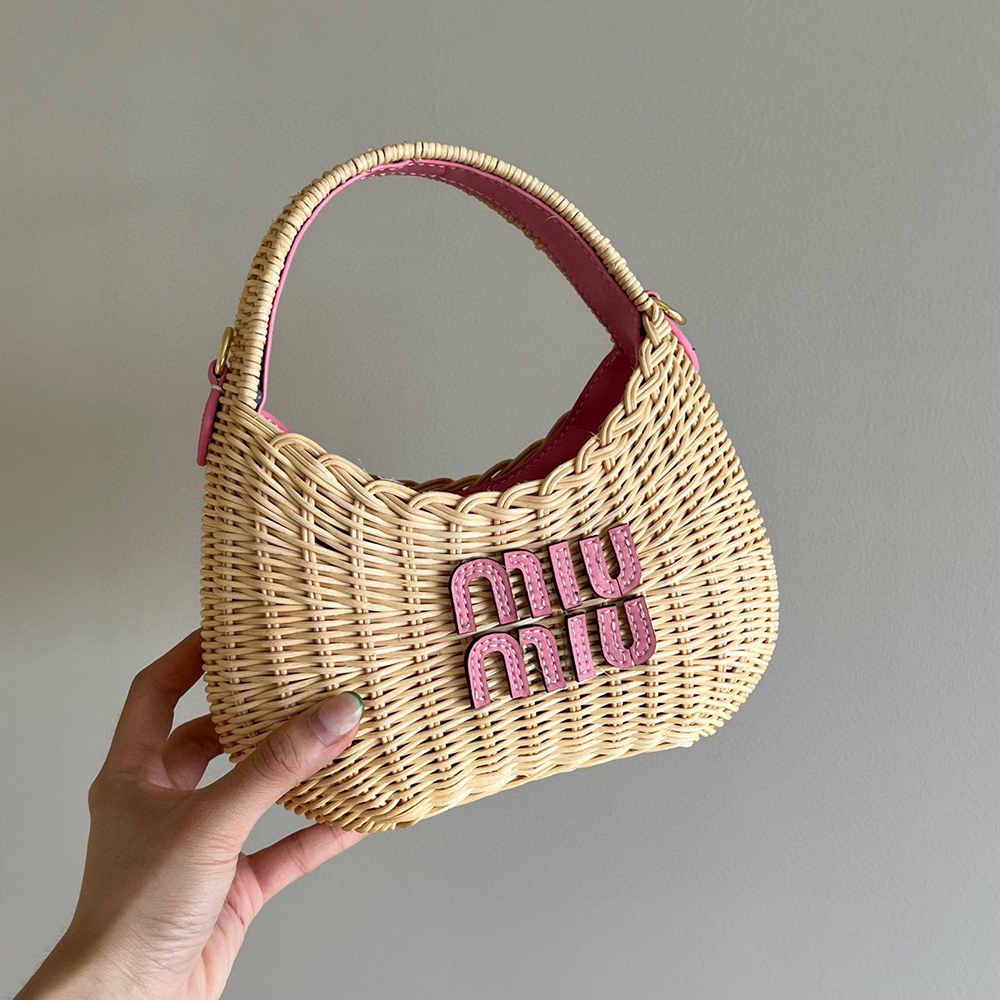 MIU MIU Hobo Woven Wicker Shoulder Bag Crossbody Bag(Replica)