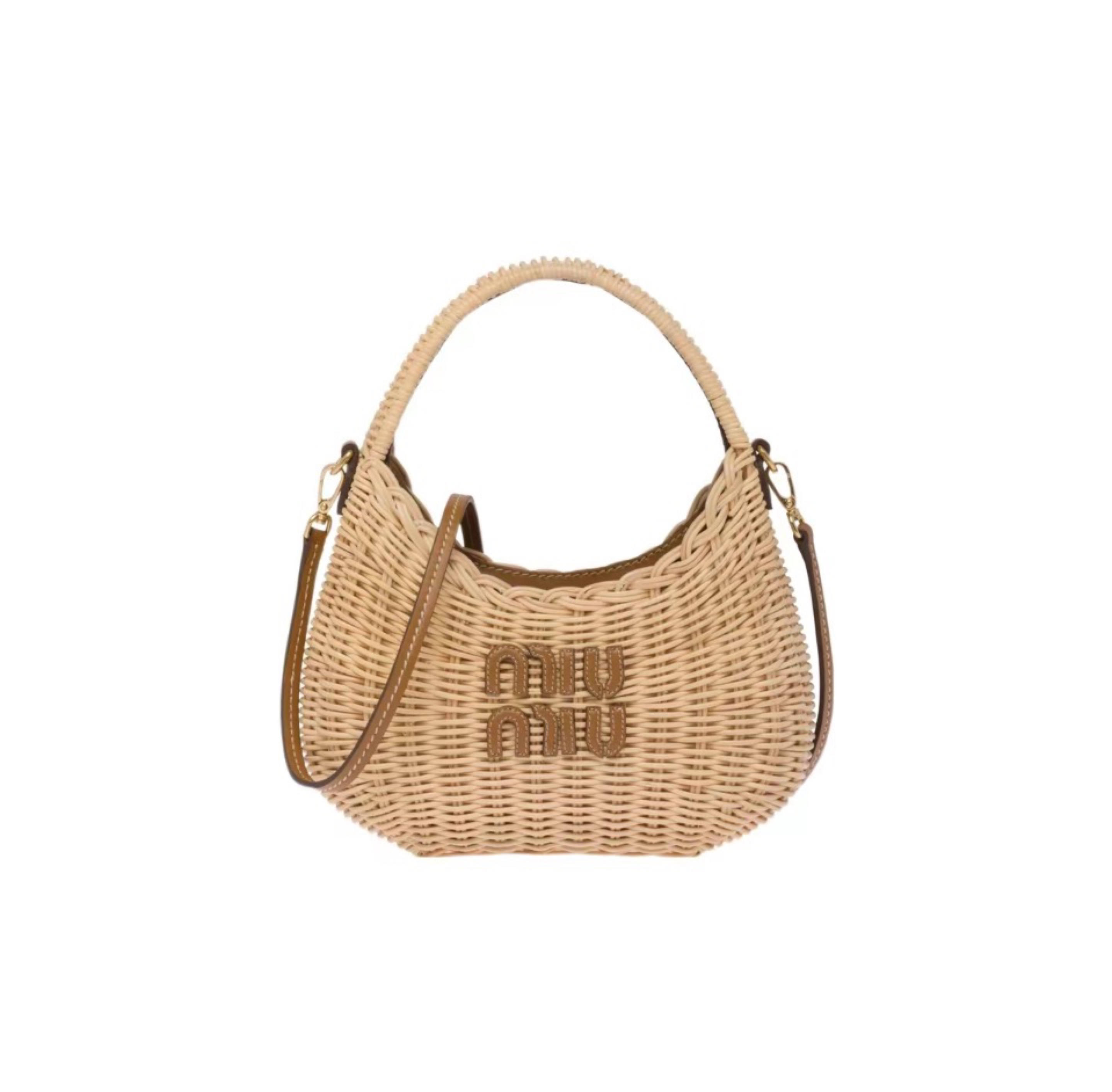 MIU MIU Hobo Woven Wicker Shoulder Bag Crossbody Bag(Replica)