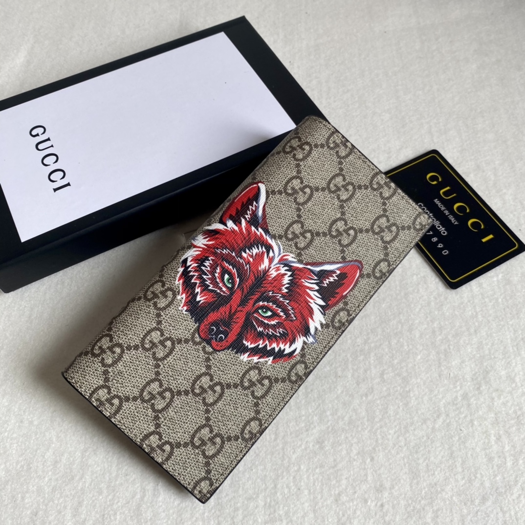 Gucci Unisex GG Supreme Printed Long Wallet(Replica)