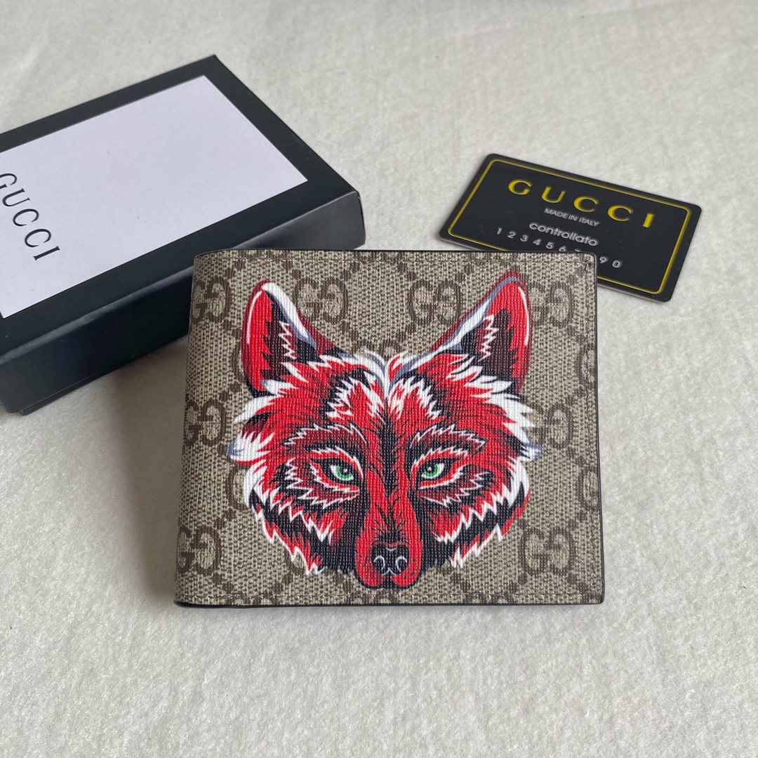 Gucci Unisex GG Supreme Printed Short Wallet(Replica)
