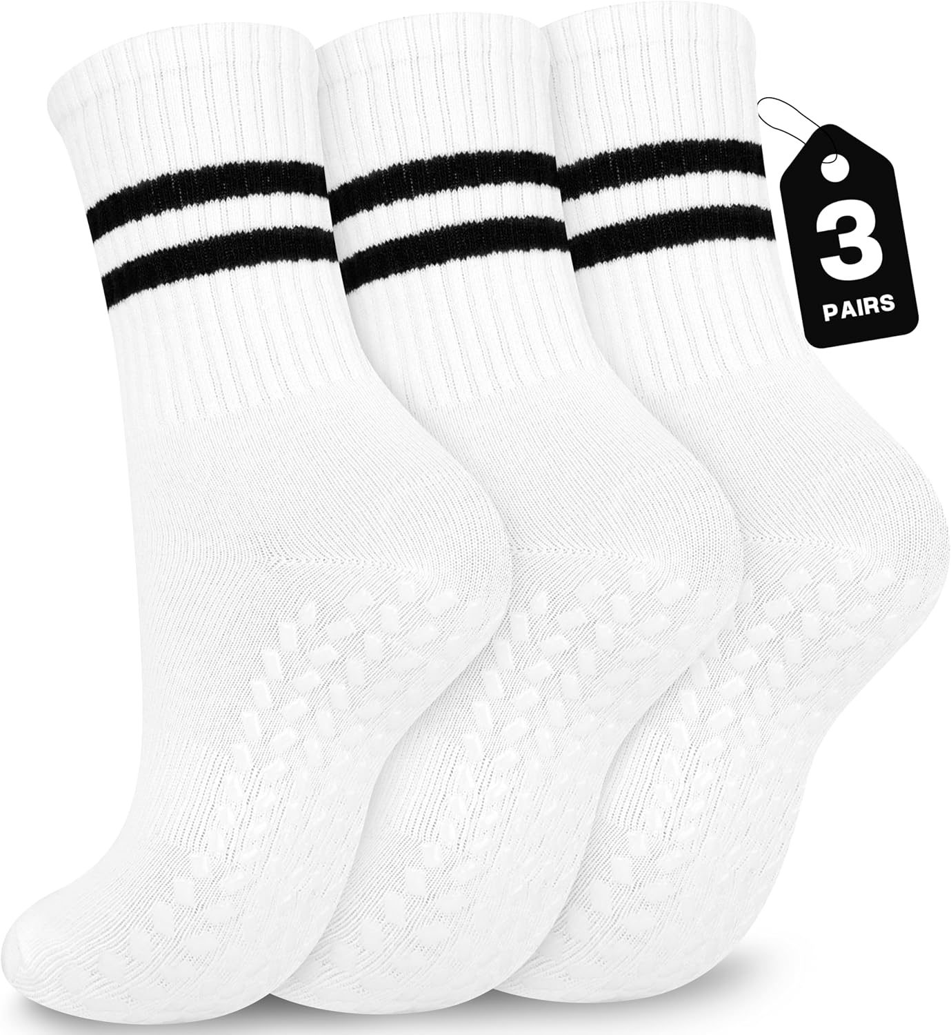 Pilates Socks with Grips for Yoga. Barefoot. Ballet. Barre. Hospital Non Slip Anti Skid Socks for Women and Men