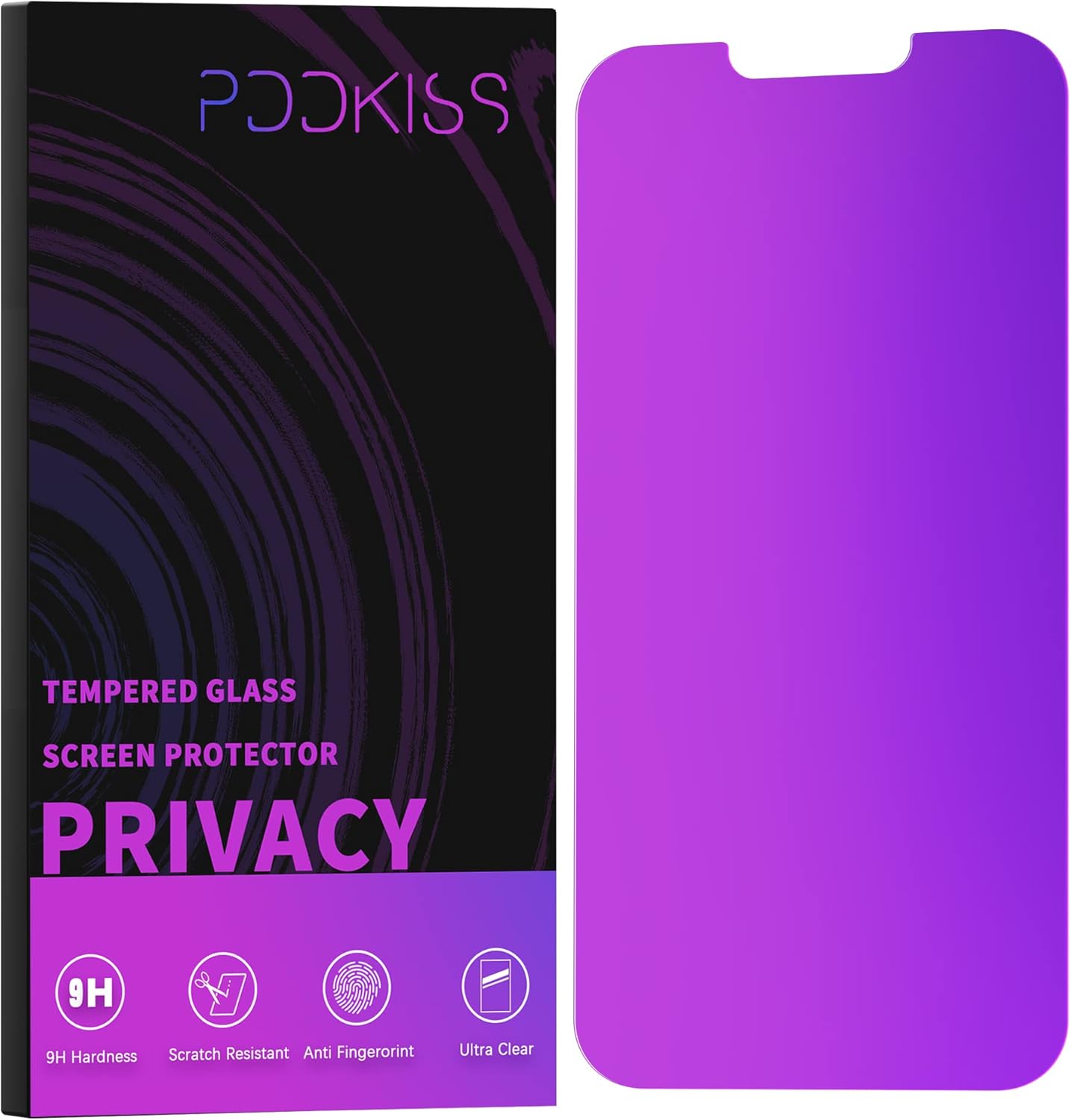 Compatible for iPhone 16 Pro Privacy Screen Protector Tempered Glass 6.3 Inch, Purple Gradient Anti Spy Anti Blue Light HD Easy Installation