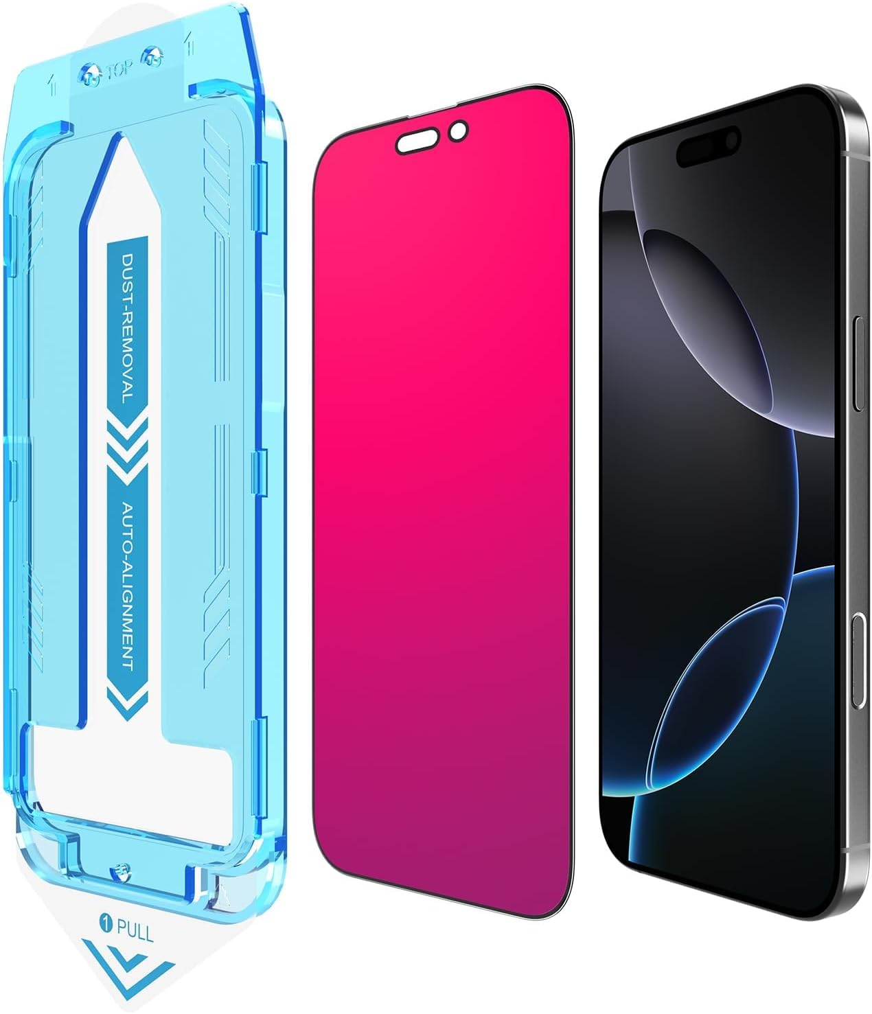 EGKimBa for iPhone 16 Pro Privacy Screen Protector, Gradient Color Tempered Glass, Bubble Free, Easy Installation, Auto Dust-Elimination, Anti Blue Light