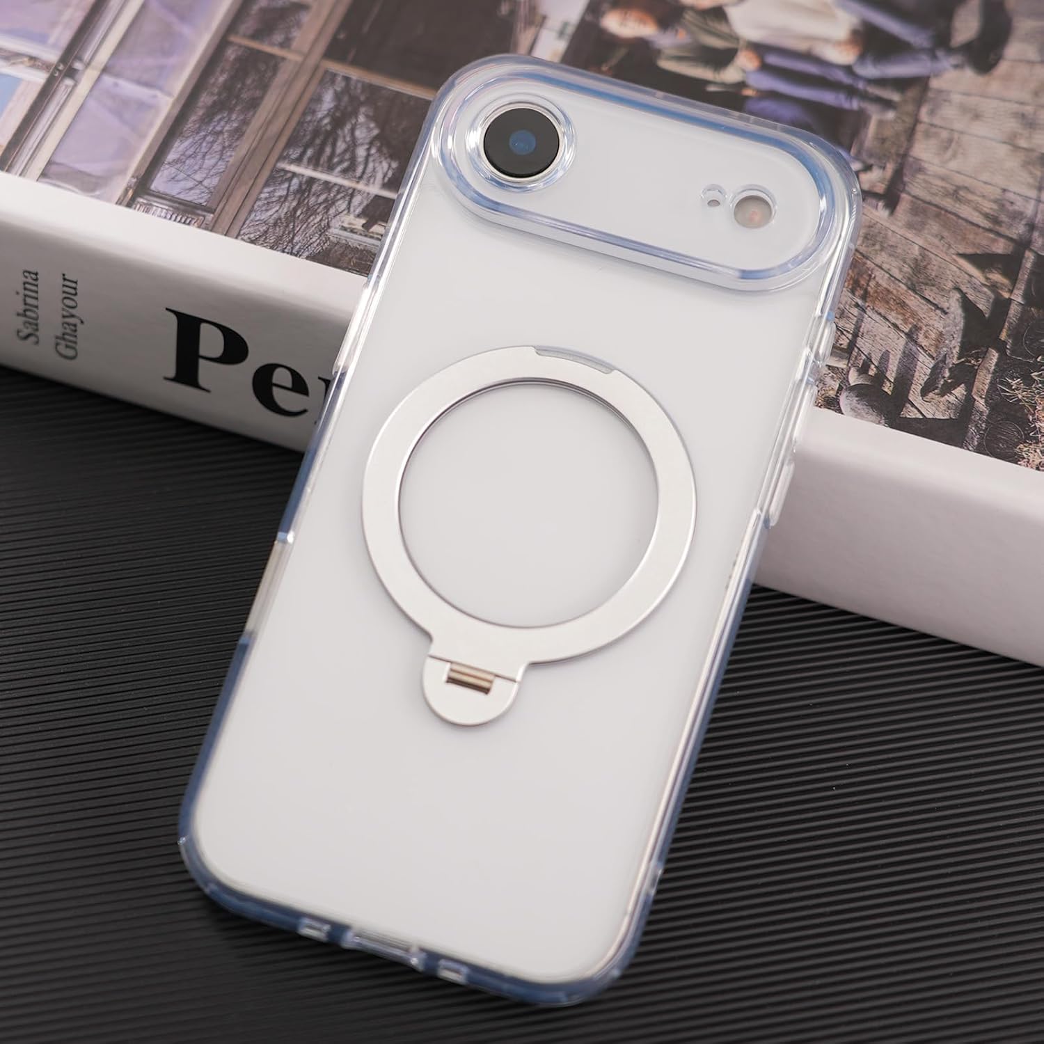 适用于 iPhone 17 Pro Max 手机壳:带 360° 旋转磁性支架,相机控制按钮,适用于 MagSafe,军用防摔超薄手机壳适用于 17 ProMax 带环形支架,6.9 英寸,橙色