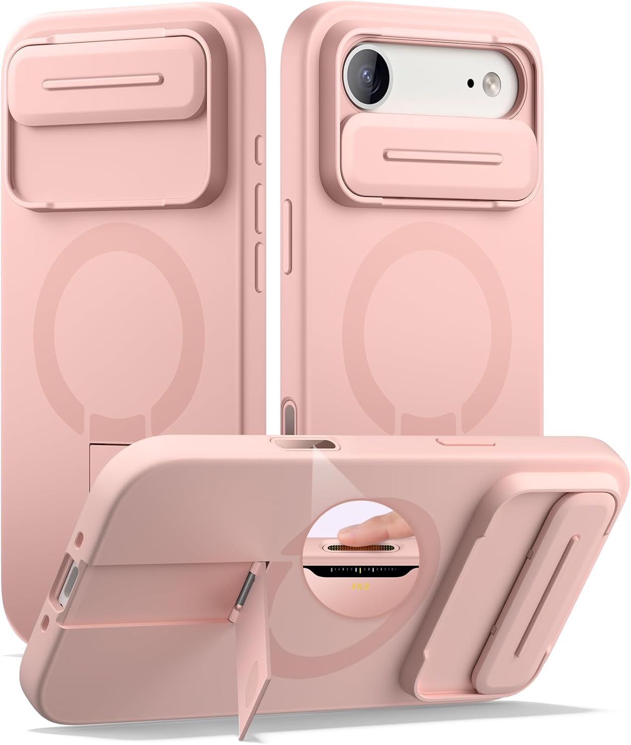 SURITCH 适用于 iPhone 16 Pro 手机壳,带滑动相机盖和可调节支架,兼容 MagSafe,防震防撞保护套,适用于 iPhone 16 Pro 6.3 英寸,黑色