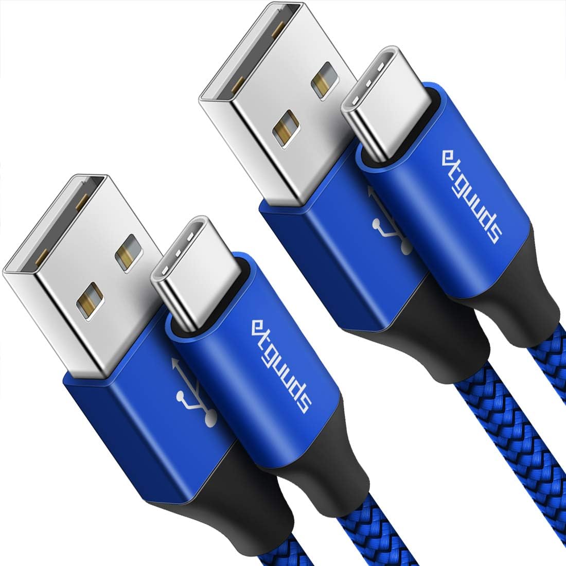 etguuds 紫色 USB A 到 USB C 电缆 10 英尺,2 件装快速充电类型 C 充电器线编织适用于 iPhone 16 15 Pro Max Plus,适用于三星 Galaxy S24 S23 S22 S21 S20 S10E 注 20 10 A15 A25 A35 A55