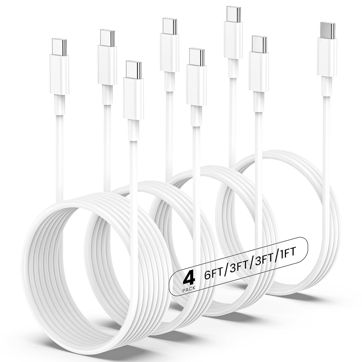 for Apple USB C to USB C Fast Charging Cable,[1FT+3FT+3FT+6FT] USBC to USB-C Charger Cord for iPhone 17/16/15/Pro/Plus/Pro Max/iPad Air 4/5/Mini 6/Pro 12.9/11,for MacBook Air/Pro Type C 60W 4Pack