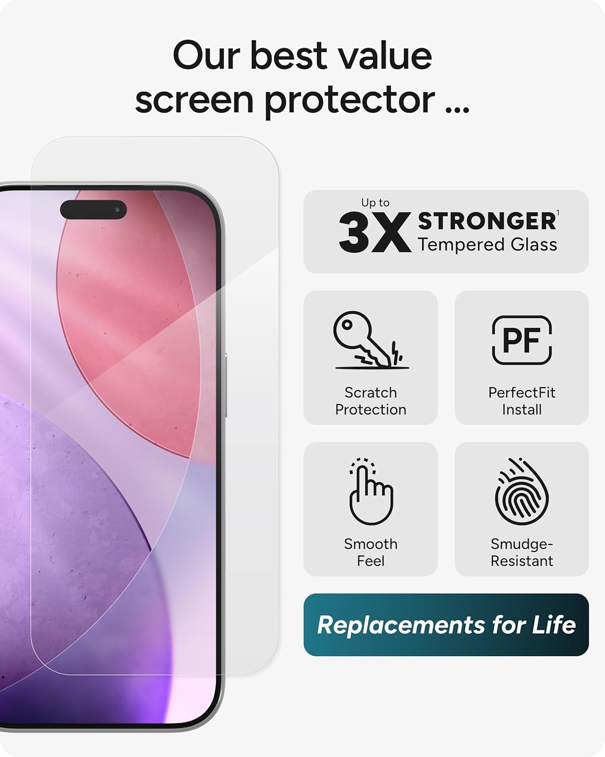 ZAGG Glass+ Screen & Camera Lens Protection for iPhone 17 Pro - Impact & Shatter Protection, Full Coverage Scratch & Smudge-Resistant Tempered Glass, Anti-Reflective Camera Lens Protector