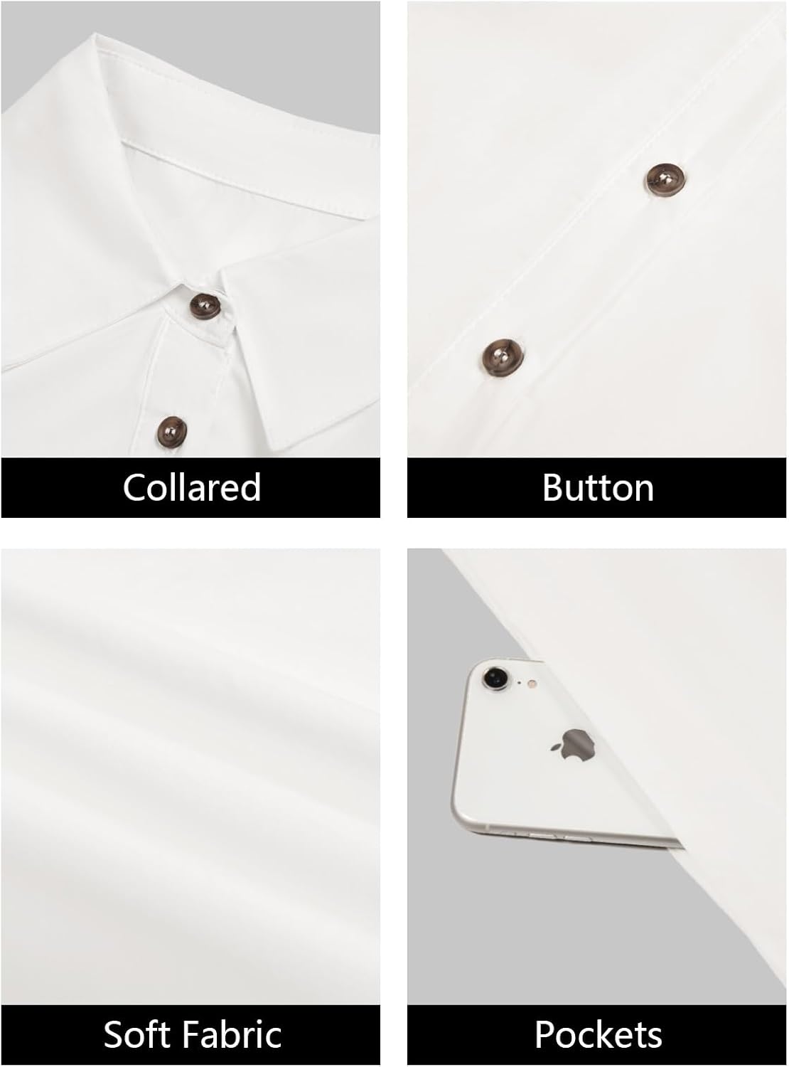 Wenrine Womens Button Down Shirt Dress Oversized Casual Short Sleeve Collared V Neck Summer Mini Dresses