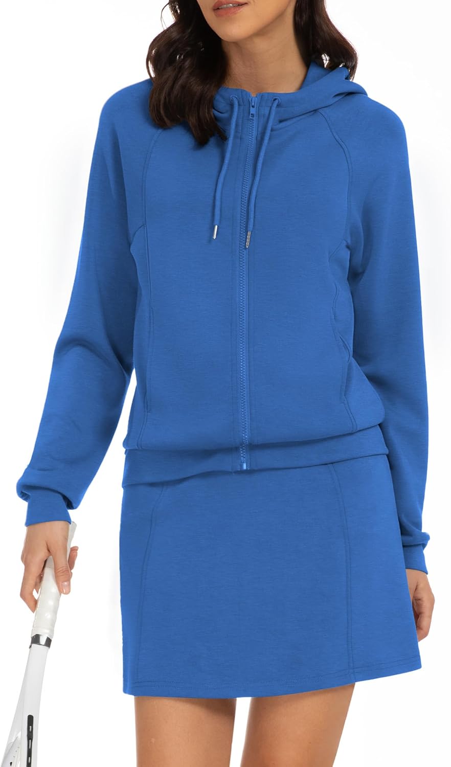 Casly Lamiit Women's 2 Piece Skort Set Athletic Tracksuit Short Tennis Skirt Zip Up Hooded Sweatshirt Active Outfits
