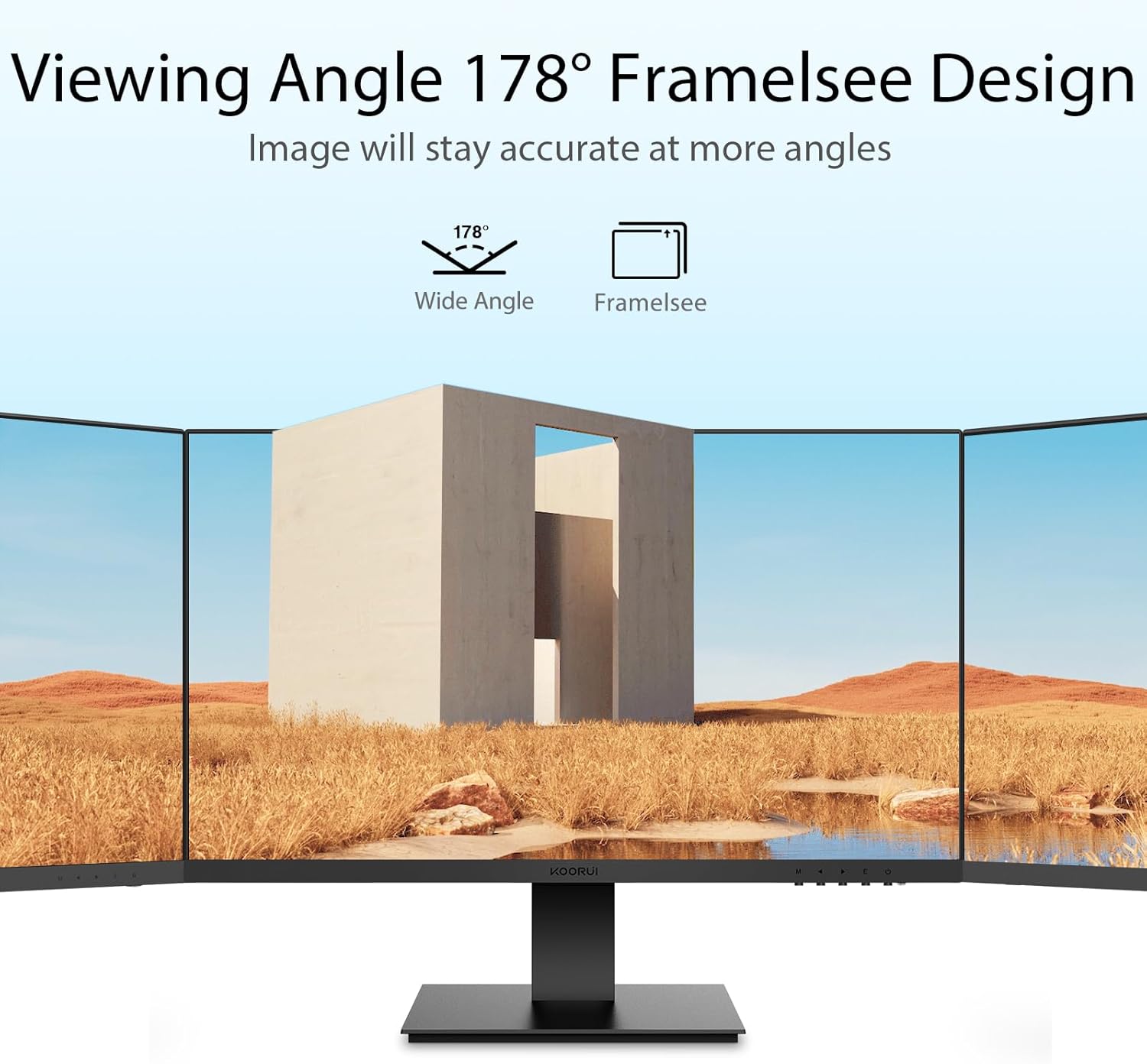 KOORUI 24-inch Computer Monitor Full HD 1920 x 1080p 100Hz VA Display 3000:1 Contrast Ratio with HDMI VGA, Three-Sided Slim Bezels, 100 x 100 mm VESA Mountable, Ergonomic Tilt, Black