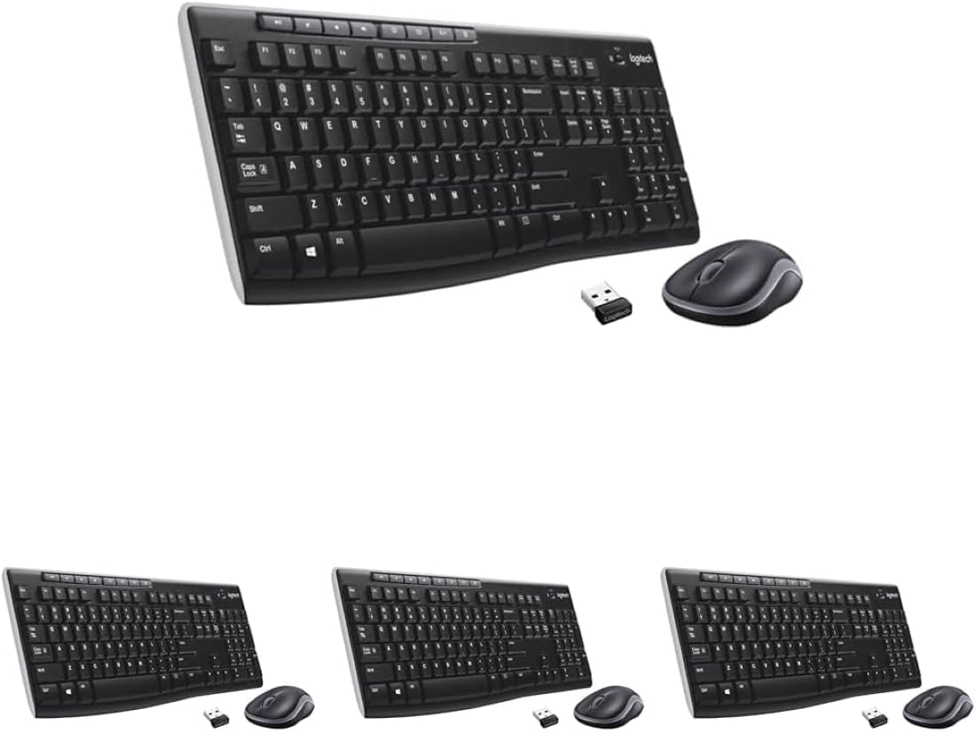 Logitech MK270 Wireless Keyboard and Mouse Combo for Windows, 2.4 GHz, 8 Multimedia Keys, PC, Laptop, Wireless Keyboard Compact Mouse Combo - Black