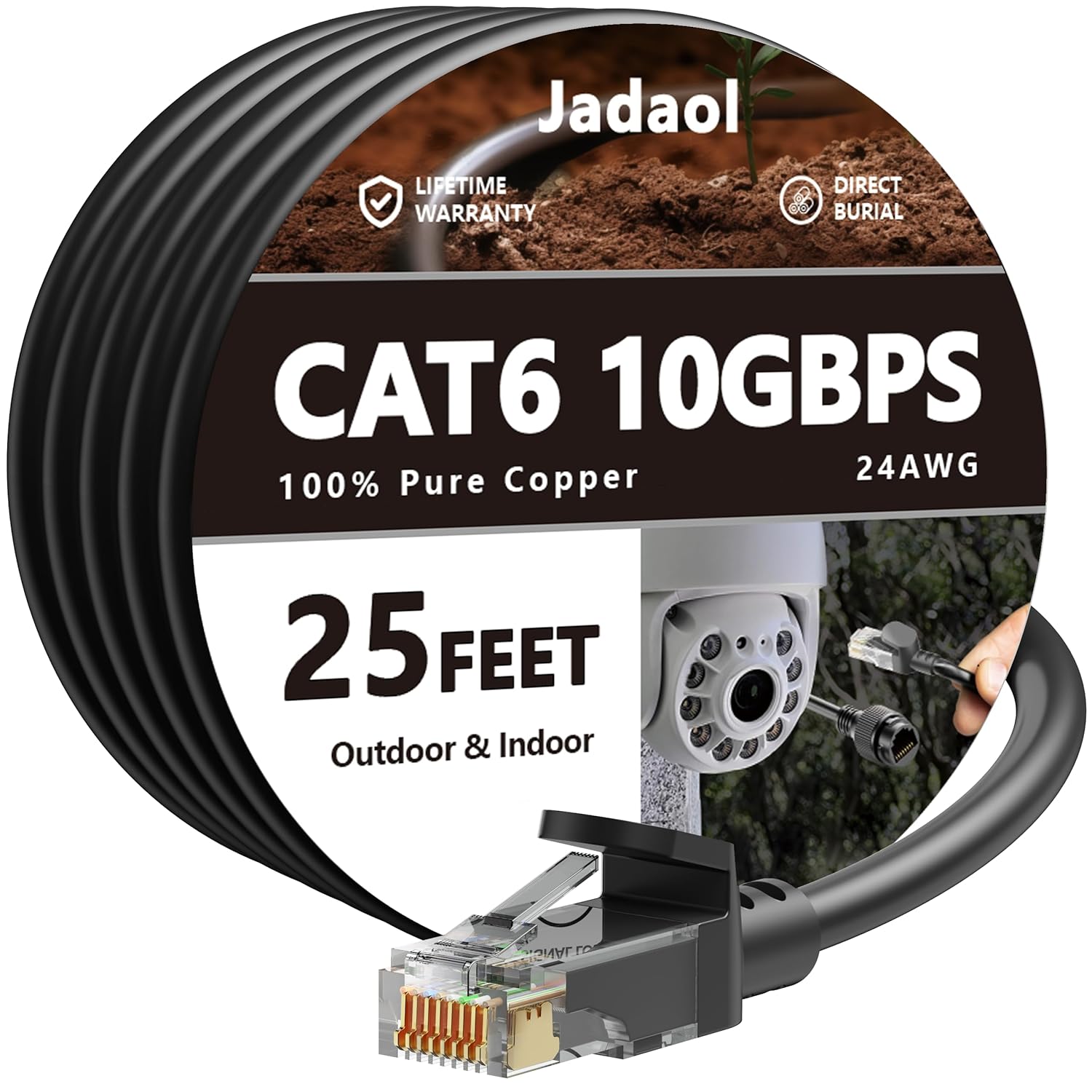 Jadaol Cat 6 Ethernet Cable 50 ft, Outdoor & Indoor 10Gbps Support Cat8 Cat7 Network, Flat RJ45 Internet LAN Computer Patch Cable for Router, Modem, Switch, Gaming Consoles, Streaming Devices, White