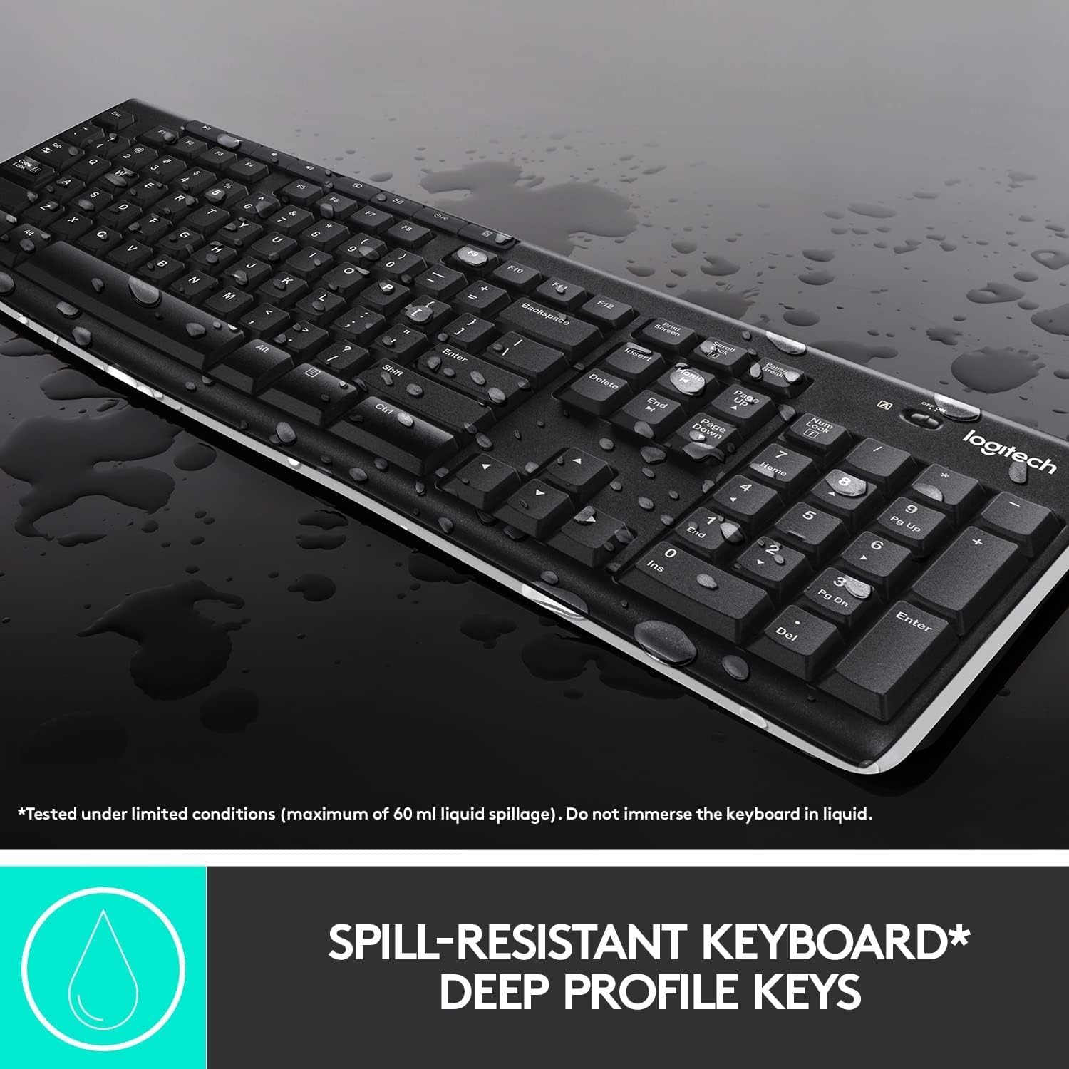 Logitech MK270 Wireless Keyboard and Mouse Combo for Windows, 2.4 GHz, 8 Multimedia Keys, PC, Laptop, Wireless Keyboard Compact Mouse Combo - Black