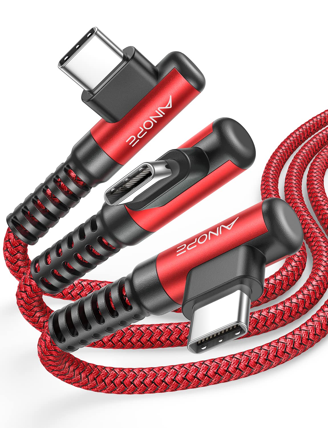 AINOPE USB C Cable [2-Pack, 6.6ft] 3.1A Type C Charger Fast Charging, Right Angle USB to USB C Cable for iPhone 17 Carplay Cable, Galaxy S10+ S10 S9, Note 10 9, LG V30, Moto, iPhone 16 15 Charger Cord