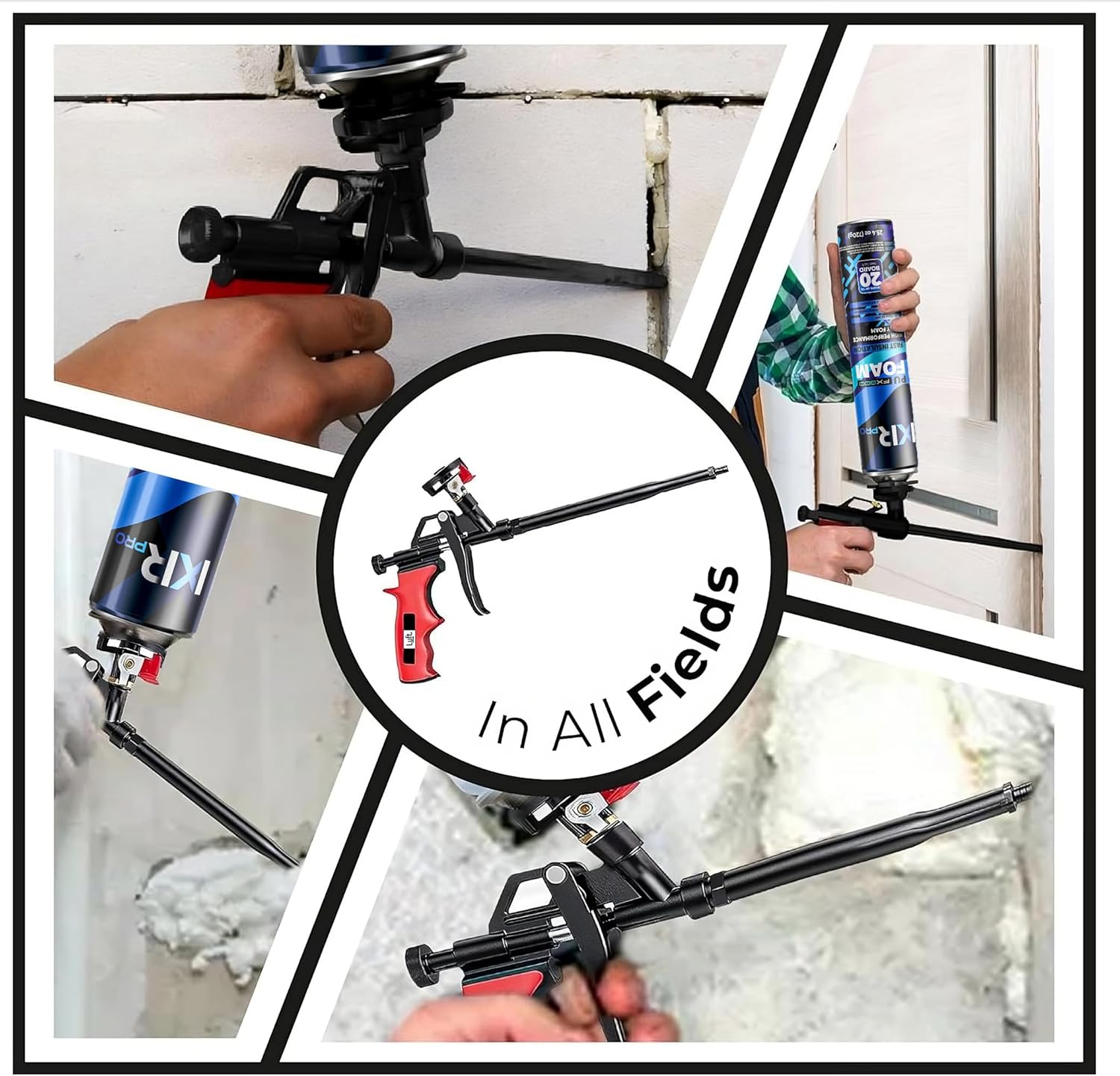 Luft Professional Expanding Foam Spray Gun (1 Insulation Gun + 9 Extenders) PU Insulating Applicator Heavy Duty Metal Body Dispensing Foam Gun Suitable for Caulking. Filling. Sealing