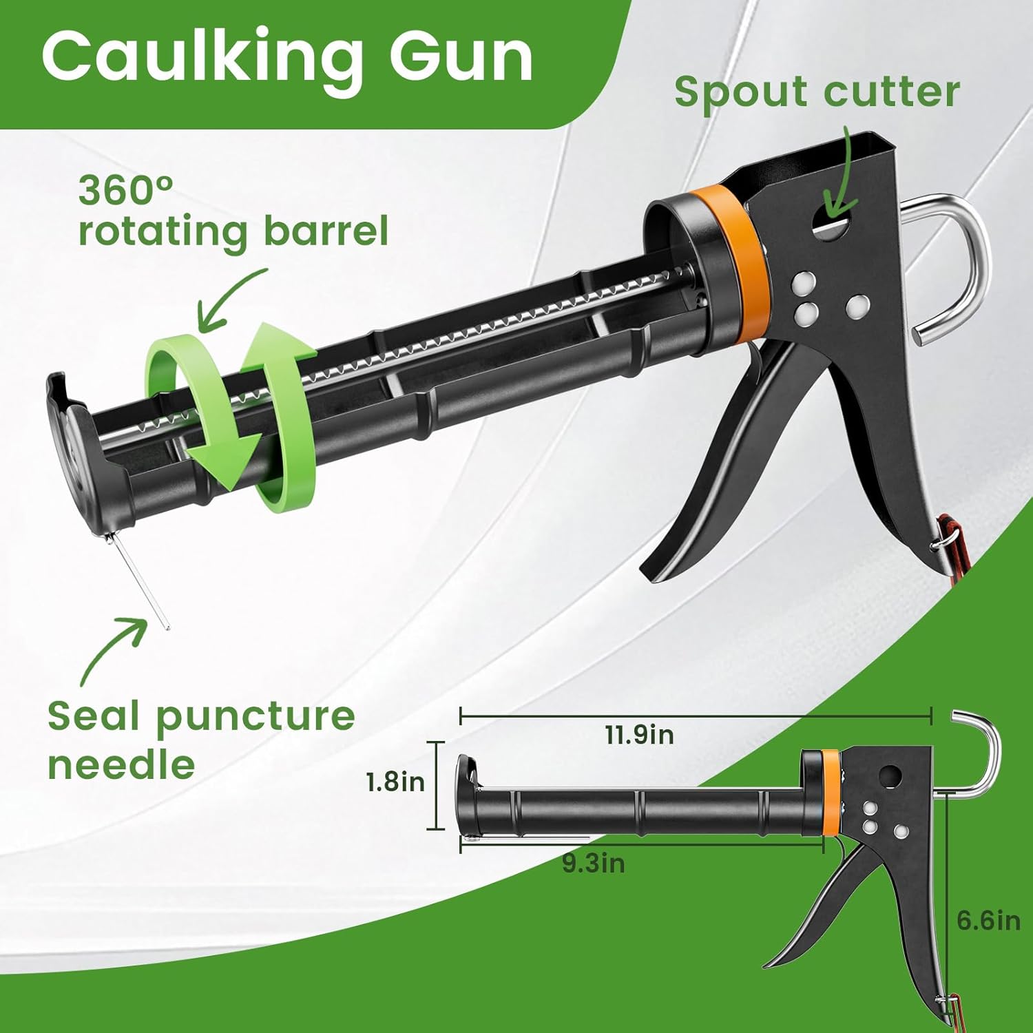 Professional Caulk Gun Kit with Caulk Remover Tool & Putty Knife - 5 in 1 Caulking Tool Set for Caulking Removal. Shower & Bathroom Caulk. Includes Caulking Gun Tool. Caulk Scraper Tool Spackle Knife