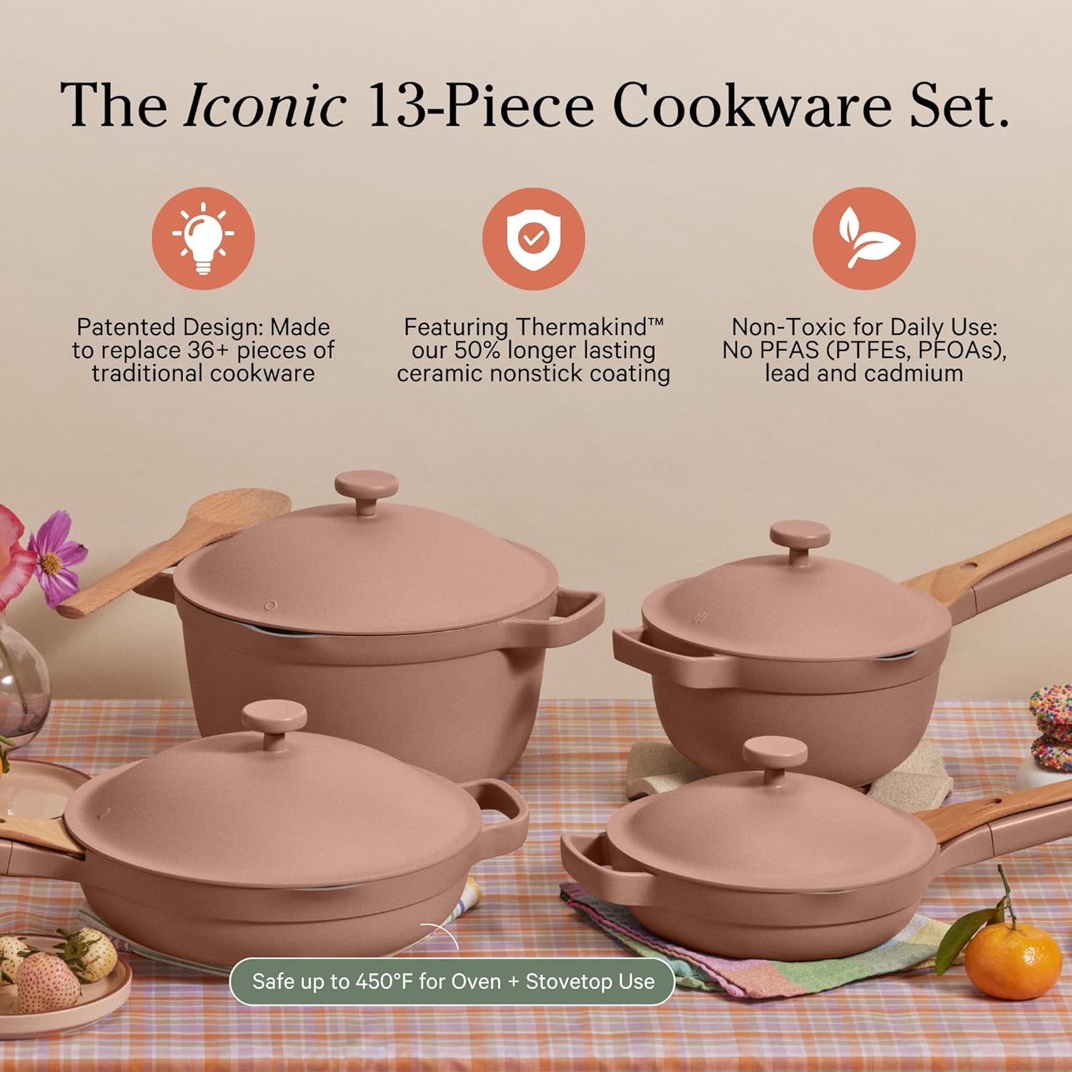 Our Place Cookware Set - Complete 13-Piece Set Including Always Pan 2.0. Mini Always Pan. Perfect Pot. and Mini Perfect Pot | Multifunctional. Toxin-Free Nonstick | Replaces 36 Pieces | Spice