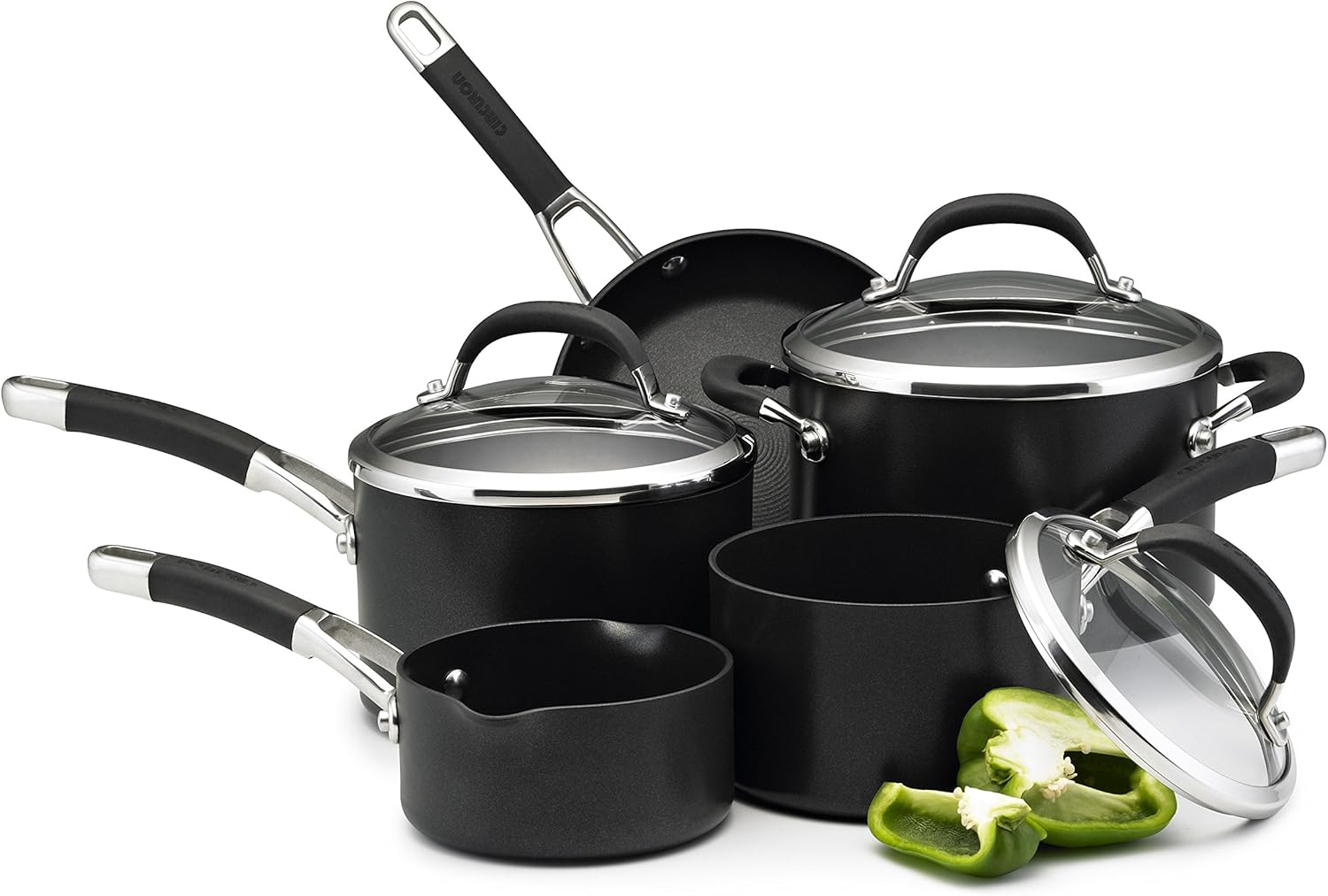 Circulon Premier Professional Hard Anodised Cookware Set. Black - 5 Piece