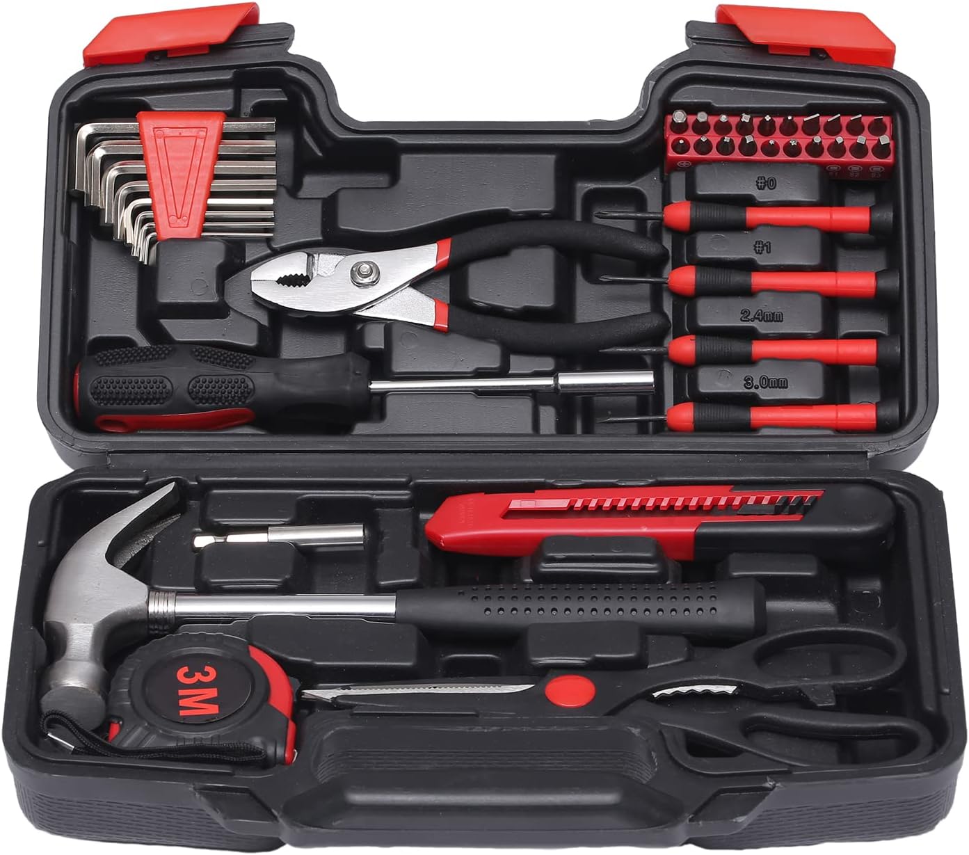 39-Piece Household Tools Kit - Small Basic Home Tool Set with Plastic Toolbox - Great for College Students. Household Use & More