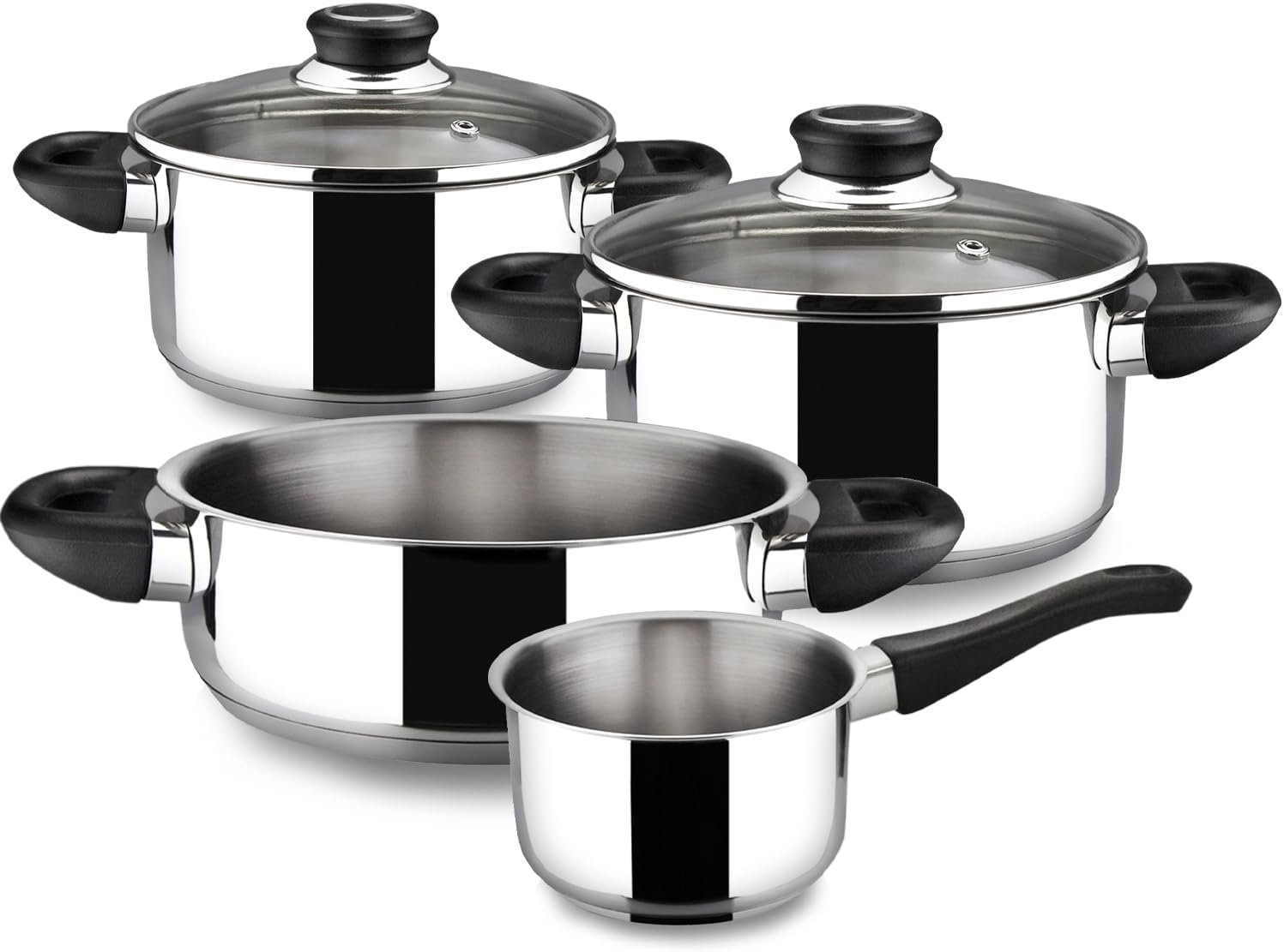 MAGEFESA Royal 6-Piece Cookware Set. Includes Stockpot. Deep sauté. Saucepan. Stainless Steel. Compatible with All Types of Stovetops including Induction. Easy Cleaning and Dishwasher safe