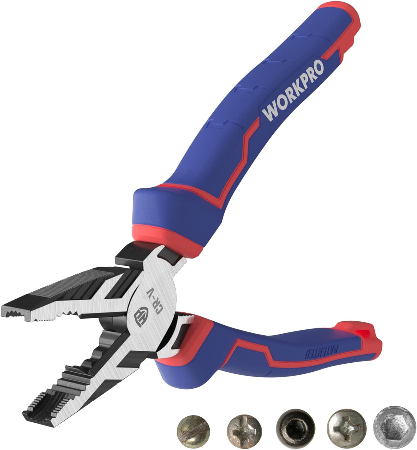 WORKPRO 8 Linesman PRO Screw Extractor Pliers with Unique Non-slip Jaws. Stripped Screw Remover Tool. Lineman Pliers for Quickly Removal of Damaged or Rusted Fasteners
