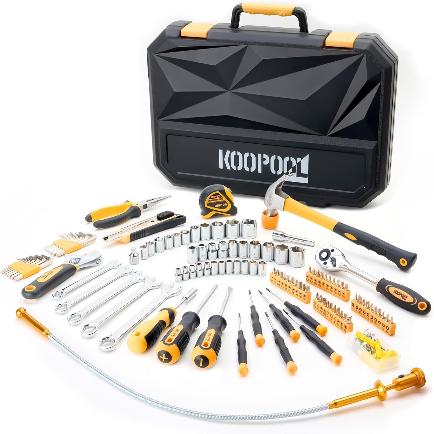 159 Piece Tools Kit. Tool Box Set for Mechanic and Car. General Household Tool Kit. Basic Tool Kit for Home Auto Repair. Plastic Toolbox Storage Case