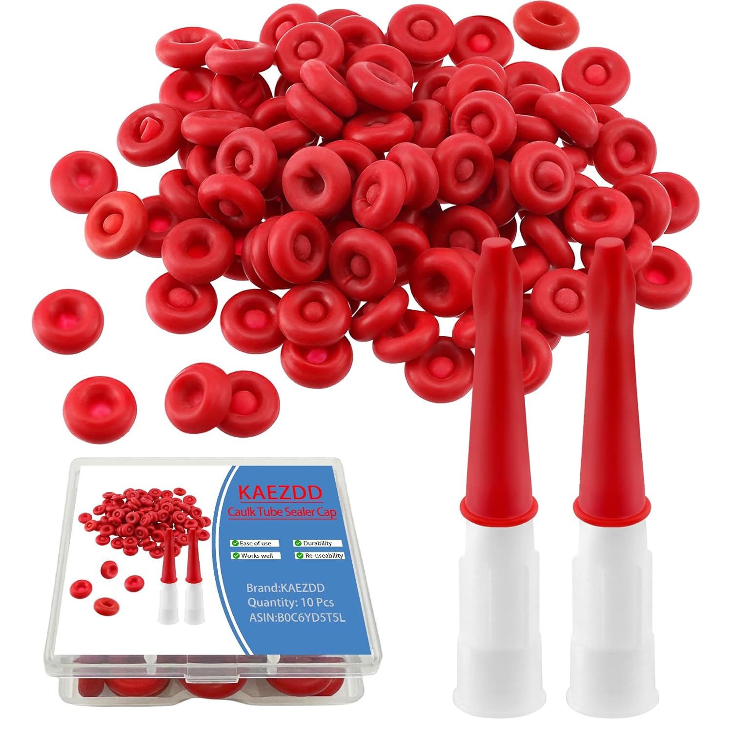 40 Pcs Caulk Caps. Caulking Gun Tip Caps. Caulking Tool Accessory. Caulk Sealer Saver for Open Caulking Tube Sealing and Preserving. with Storage Box for Easy Storage