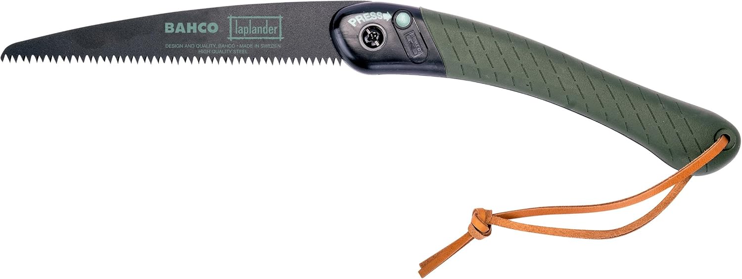 Bahco 9 Laplander Folding Saw for Trail Maintenance. Wood Processing. and Survival Use. Rust-Protected Blade. Secure Lock. Ergonomic Grip. Ideal Bushcraft and Camping Tool