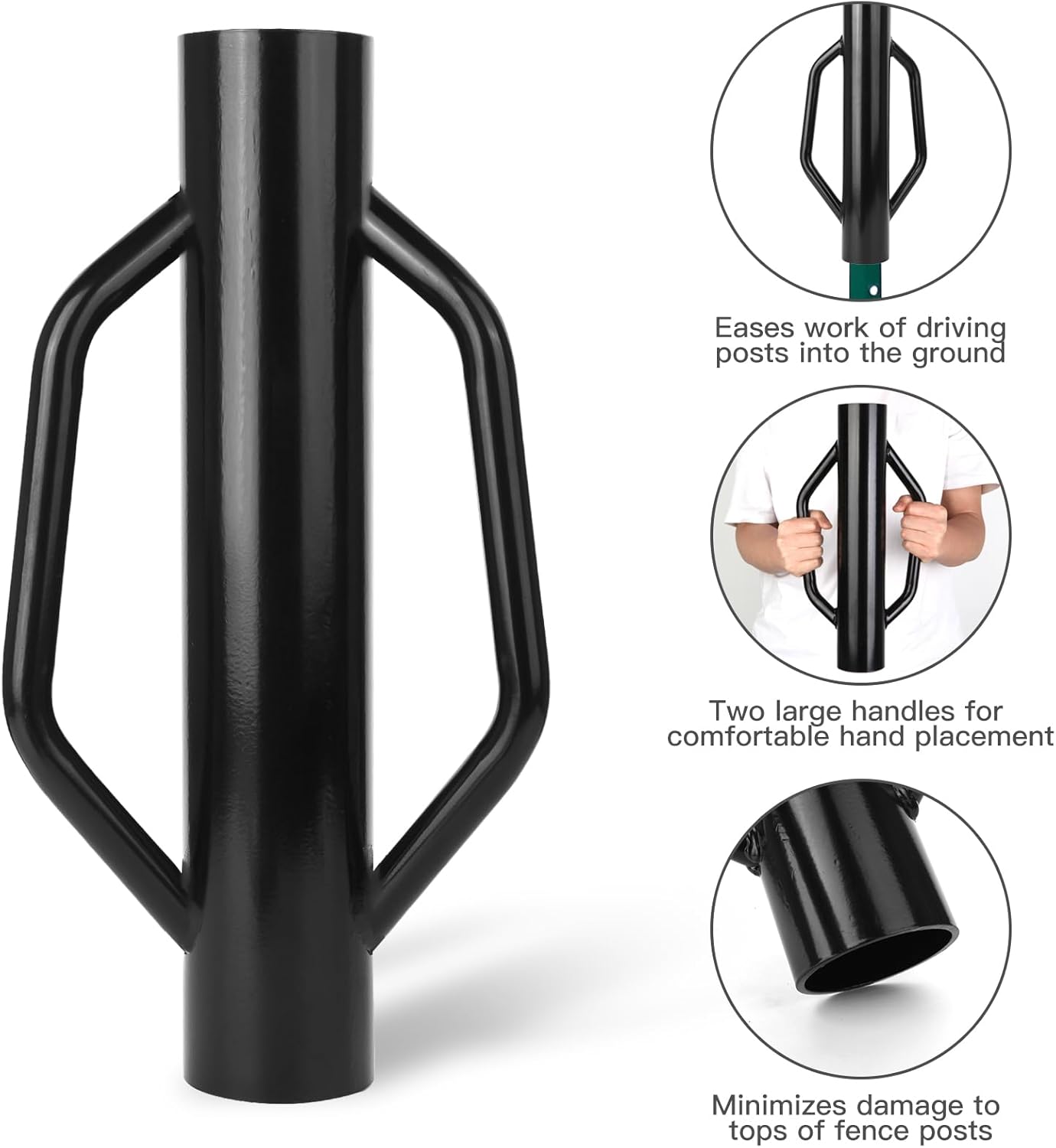 Fence Post Driver T Post Driver with Handle Metal Pounder Rammer for U Channel Wooden Fence 8LB