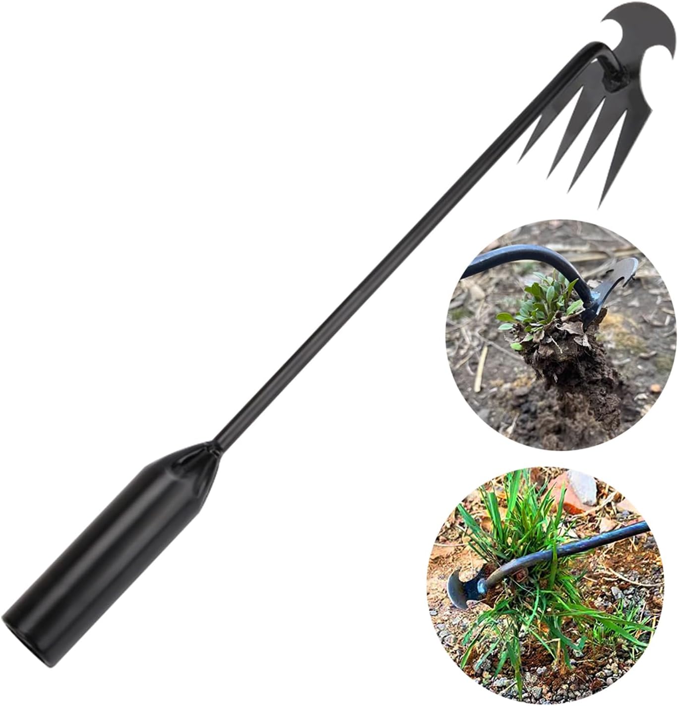 WMM Weed Puller Tool Gardening Tools Set of 2 Uprooting Weed Pulling Tool. 4 Teeth Manganese Steel Forged Weeding Tool for Vegetable. Portable Hand Weeder Tool for Garden Farm Planting Weeding