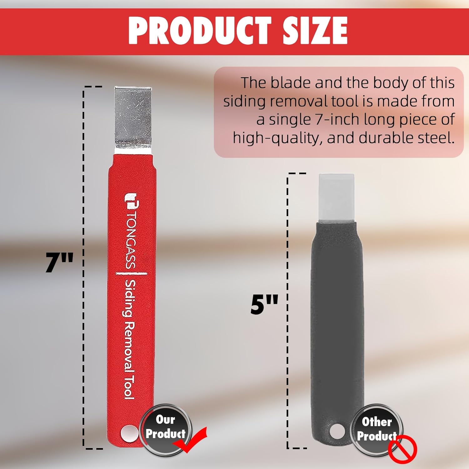 TonGass (1-Pack. 7 Inches) Vinyl Siding Removal Tool with Extra Long Handle. Steel Blade Vinyl Installation and Removal Tool. The Ultimate Vinyls Zip Tools. Avoid Damaging Vinyls Siding Tools