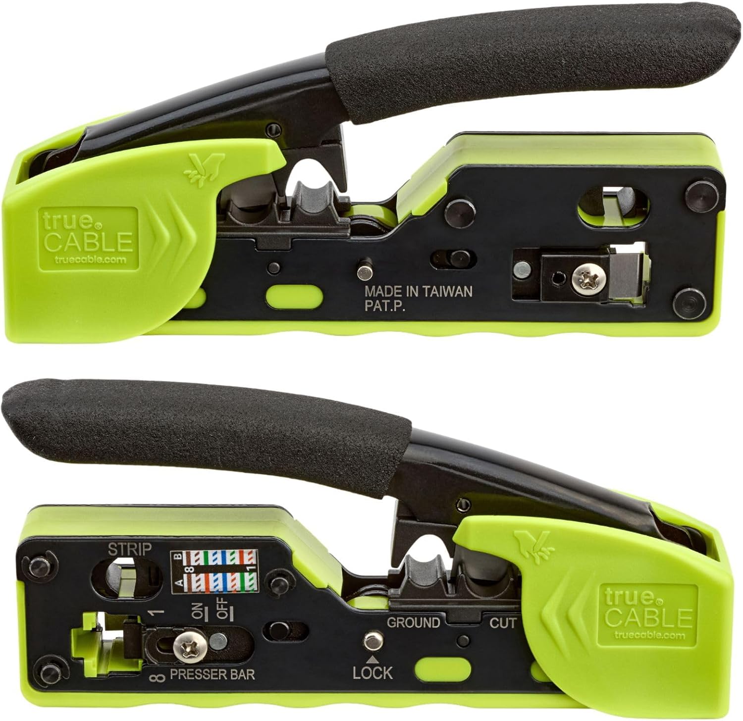 trueCABLE Crimp Tool for Pass Through RJ45 - All-in-One Ethernet Crimper. Cutter. Stripper - Works with Cat5e. Cat6. Cat6A Shielded and Unshielded Connectors