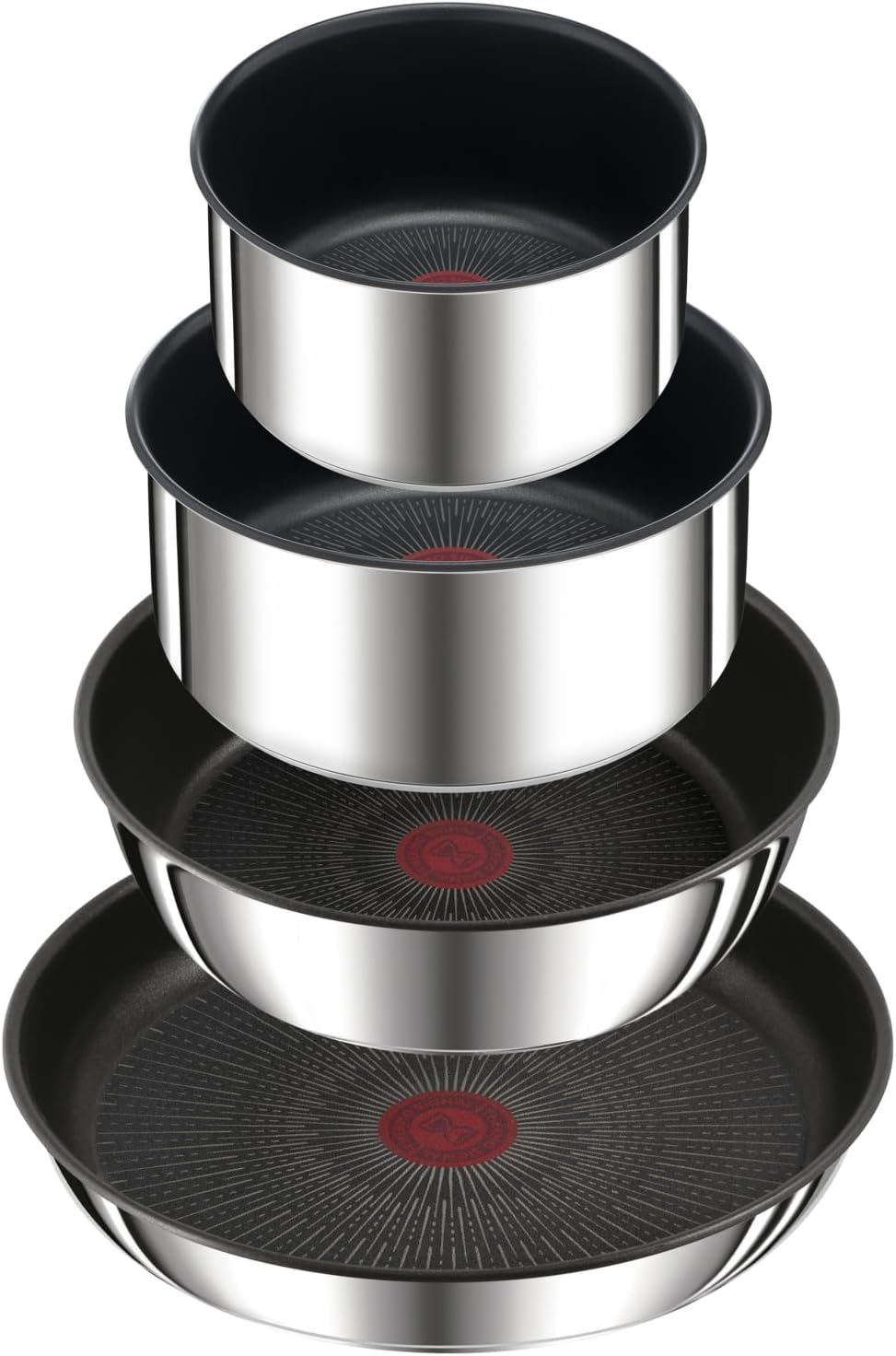 Tefal Ingenio Preference ON Saucepan Set. 7 Pieces. Stackable. Removable Handle. Space Saving. Non-Stick. Induction. Stainless Steel. L9749702