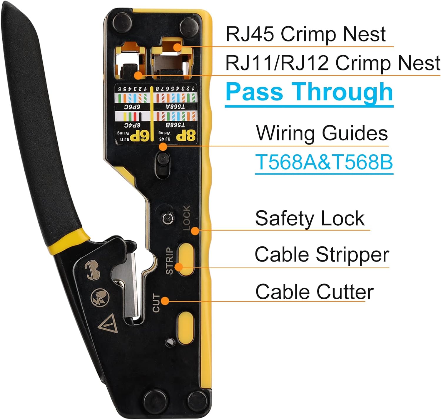 Solsop Pass Through RJ45 Crimp Tool Kit Ethernet Crimper CAT5 Cat5e Cat6 Crimping Tool Kit