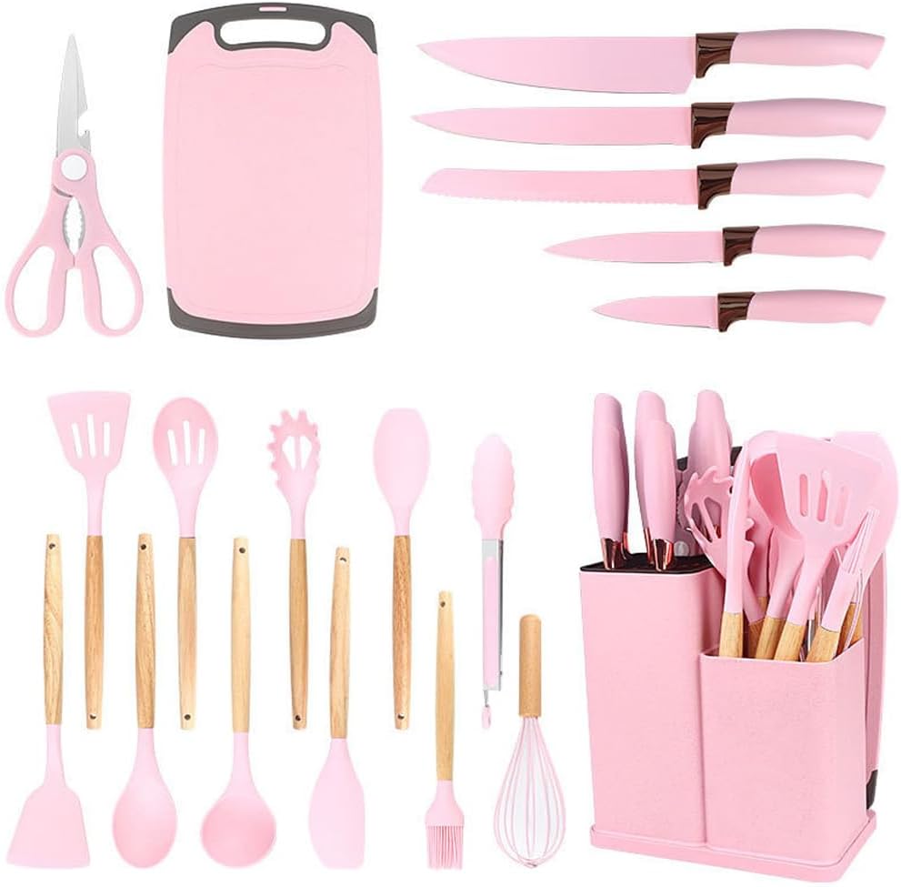 19 Piece Silicone Kitchen Utensil Set with Storage Bucket Non-Stick Cookware Tools. Camping Chef Kit. Food Grade Heat Resistant Silicone and Rust-Proof Coating