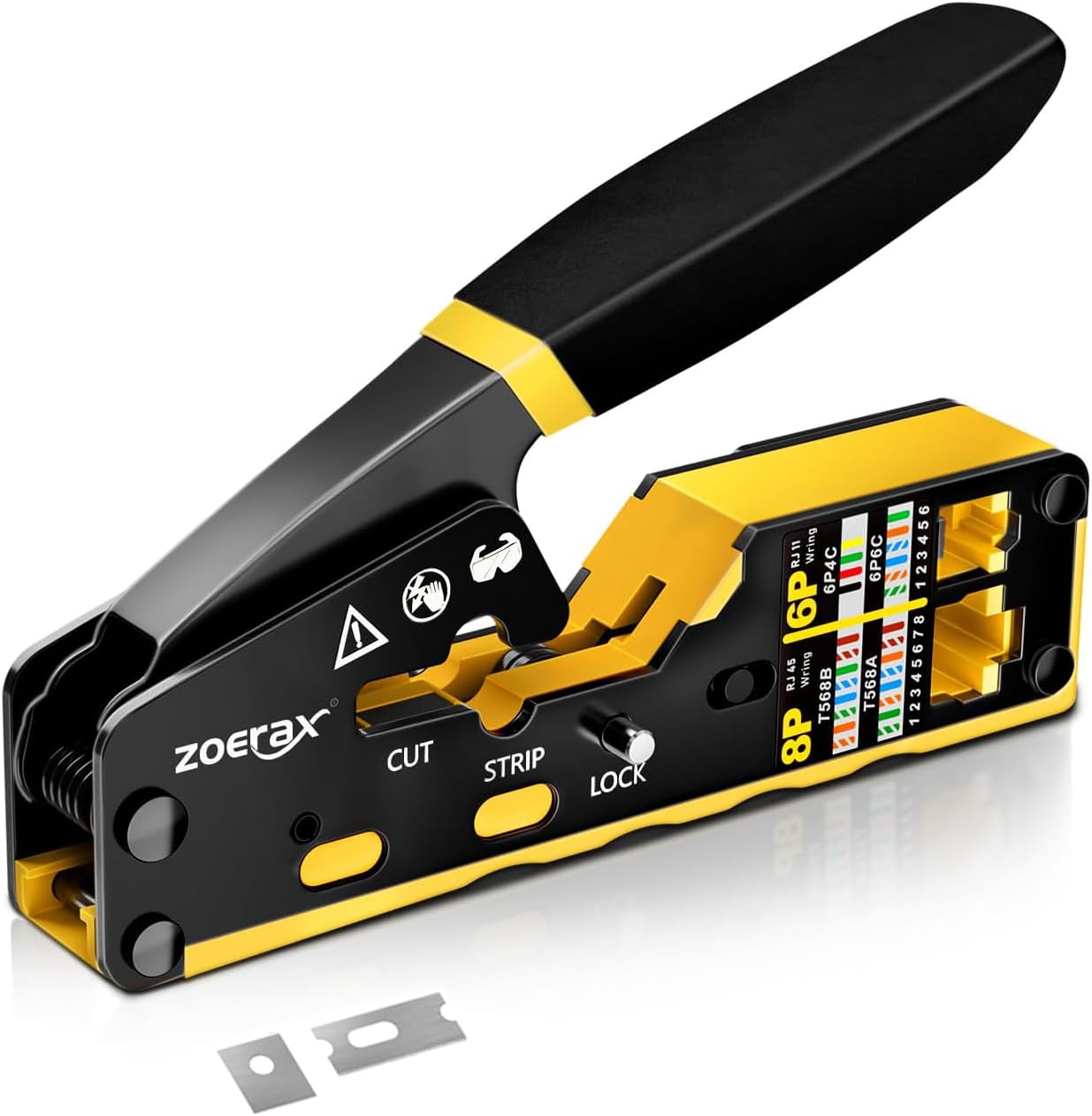 RJ45 Crimping Tool Ethernet Crimp Tool Crimper for RJ11/RJ12 Standard. RJ45 Pass Through Connectors. Yellow