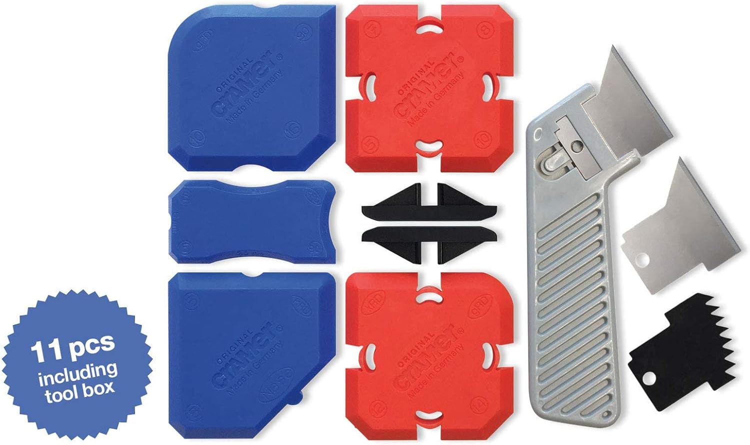 Cramer 40407US Silicone Profiling Kit7 – Professional Caulking Tool Kit with Sealant Finishing Tools and Caulk Removal Tools – Easy Silicone caulking with Guides