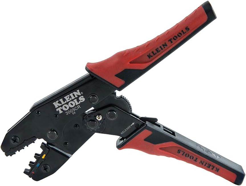 Klein Tools 3005CR Wire Crimper Tool. Ratcheting Insulated Terminal Crimper for 10 to 22 AWG Wire