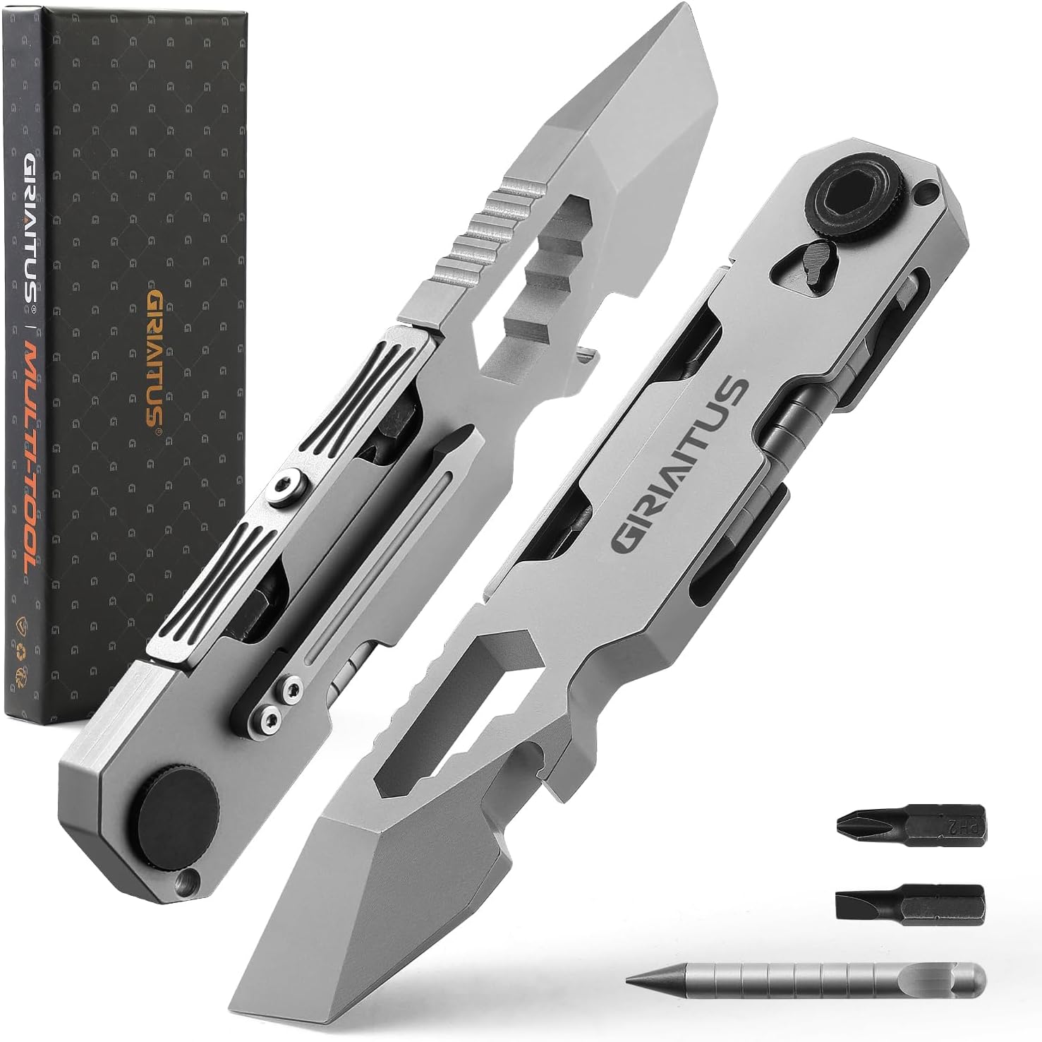 EDC Pry Bar Multitool with Bi-Directional Ratchet Screwdriver & Everlasting Pen. Wrenches. Crowbar. Bottle and Box Openers - Your Versatile Companion for Everyday Carry and Camping Accessories