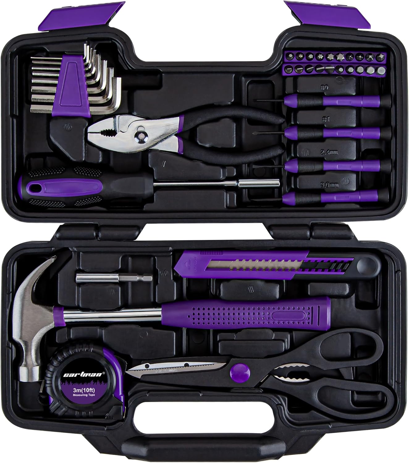 CARTMAN 39-Piece Home Tool Set Kit. Essential Household Hand Tools with Plastic Storage Case