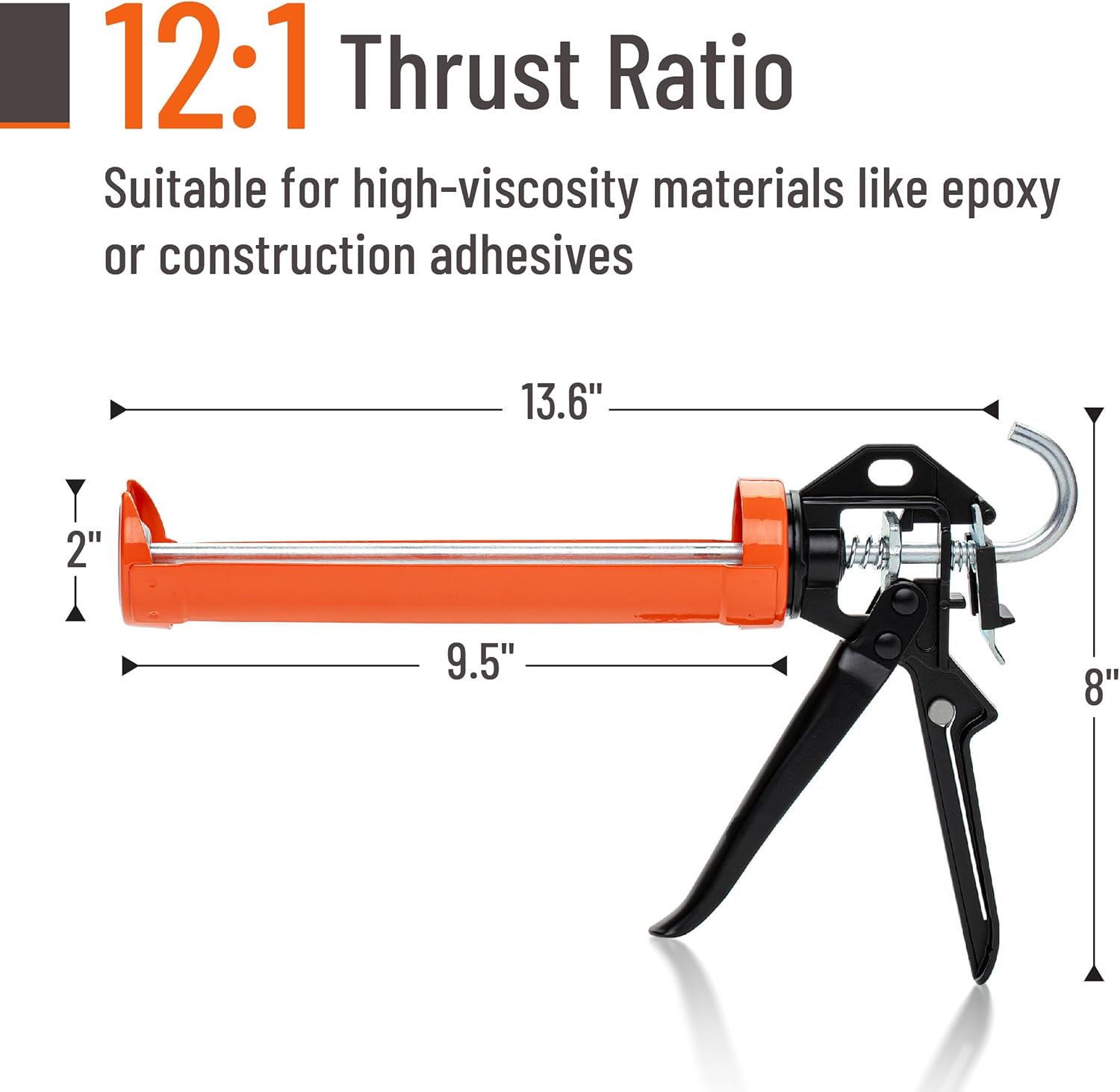 Bates- Caulking Gun. 12:1 Thrust Ratio. Black & Orange. Caulking Tool Gun. Caulk Gun No Drip. Hand Caulking Guns. Silicone Gun. Caulking Gun Tool. No Drip Caulk Gun. Caulk Guns. Caulking Gun Dripless