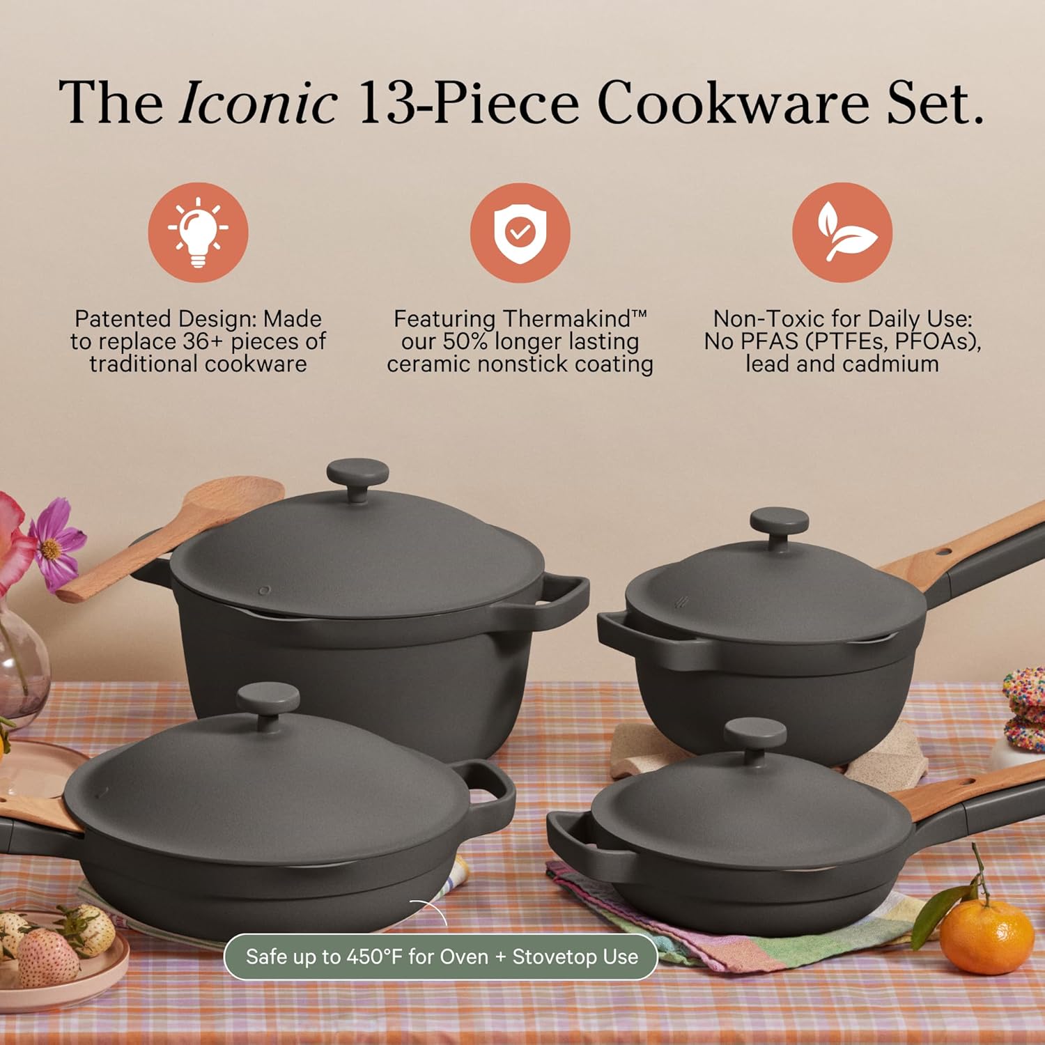 Our Place Cookware Set - Complete 13-Piece Set Including Always Pan 2.0. Mini Always Pan. Perfect Pot. and Mini Perfect Pot | Multifunctional. Toxin-Free Nonstick | Replaces 36 Pieces | Char